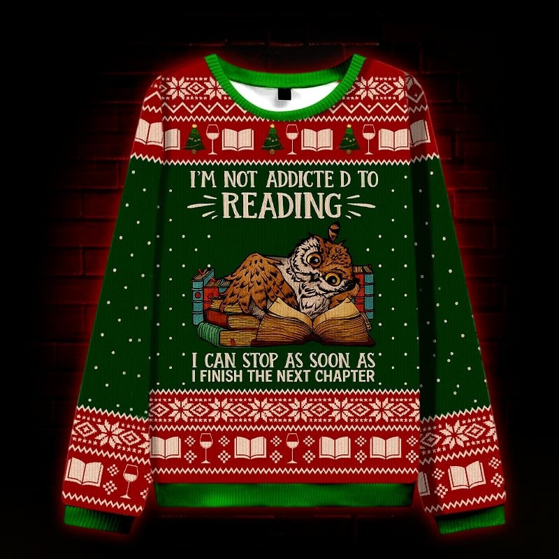 Owl I'm Not Addicted To Reading Ugly Christmas Sweater Cute Bird Xmas Gifts For Own Lovers