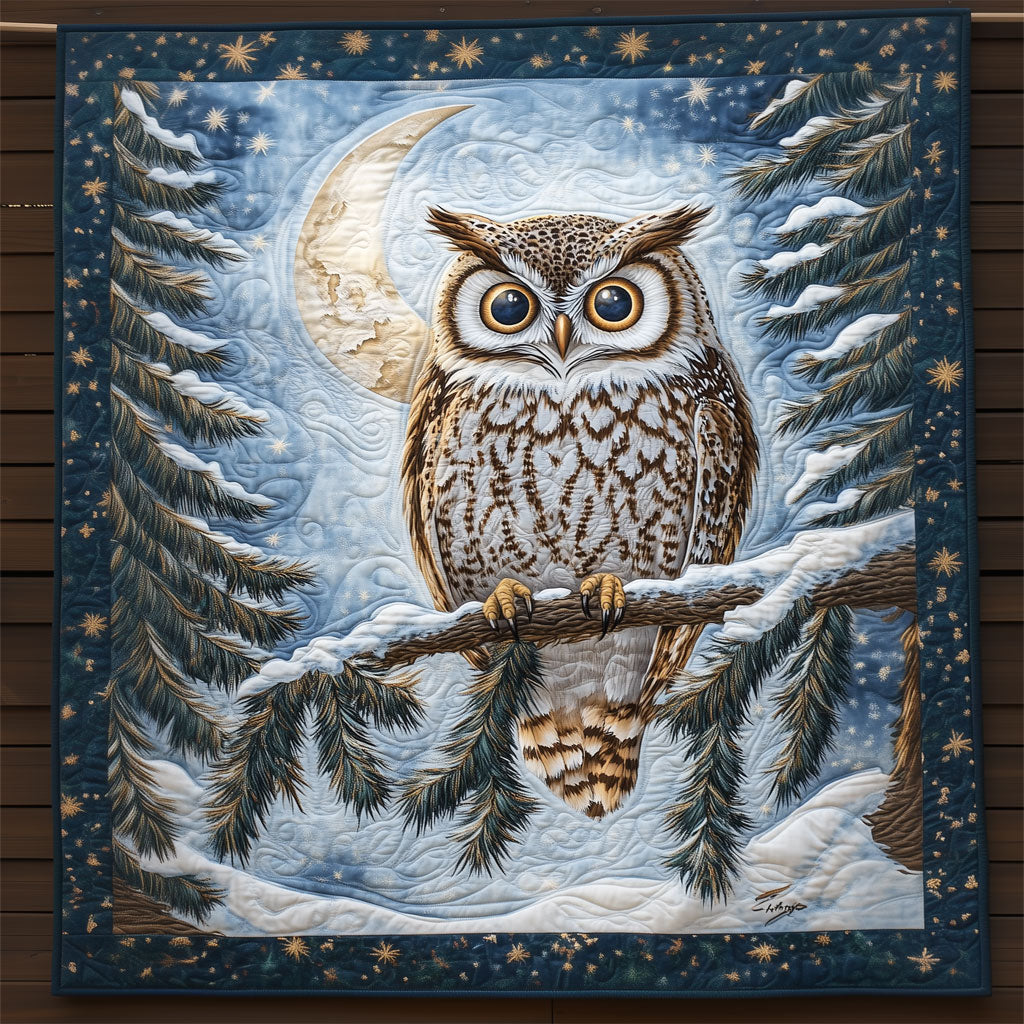 Owl In Christmas Night Quilt Perfect Housewarming Gift with Quilt Blanket