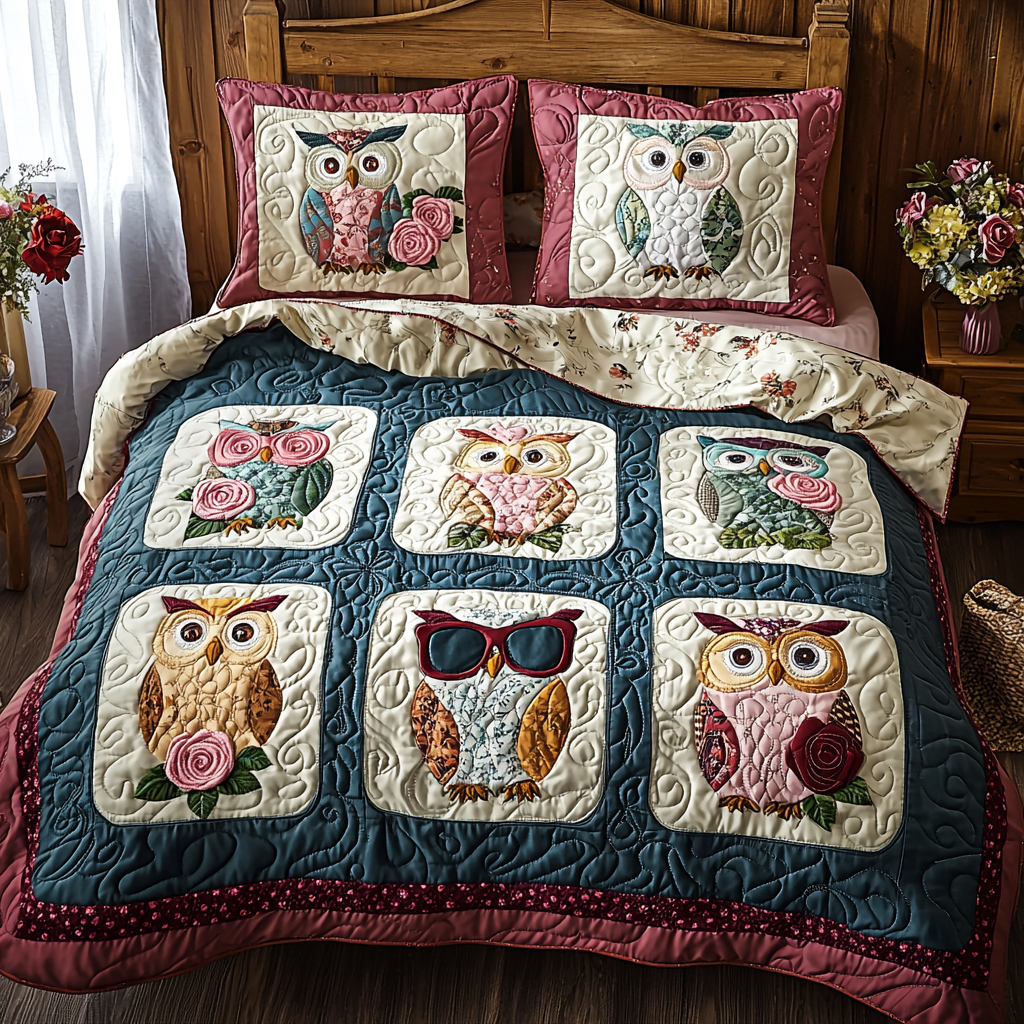 Owl in Style Quilted Bedding Set Best Bedspread Set Best Owl Gifts