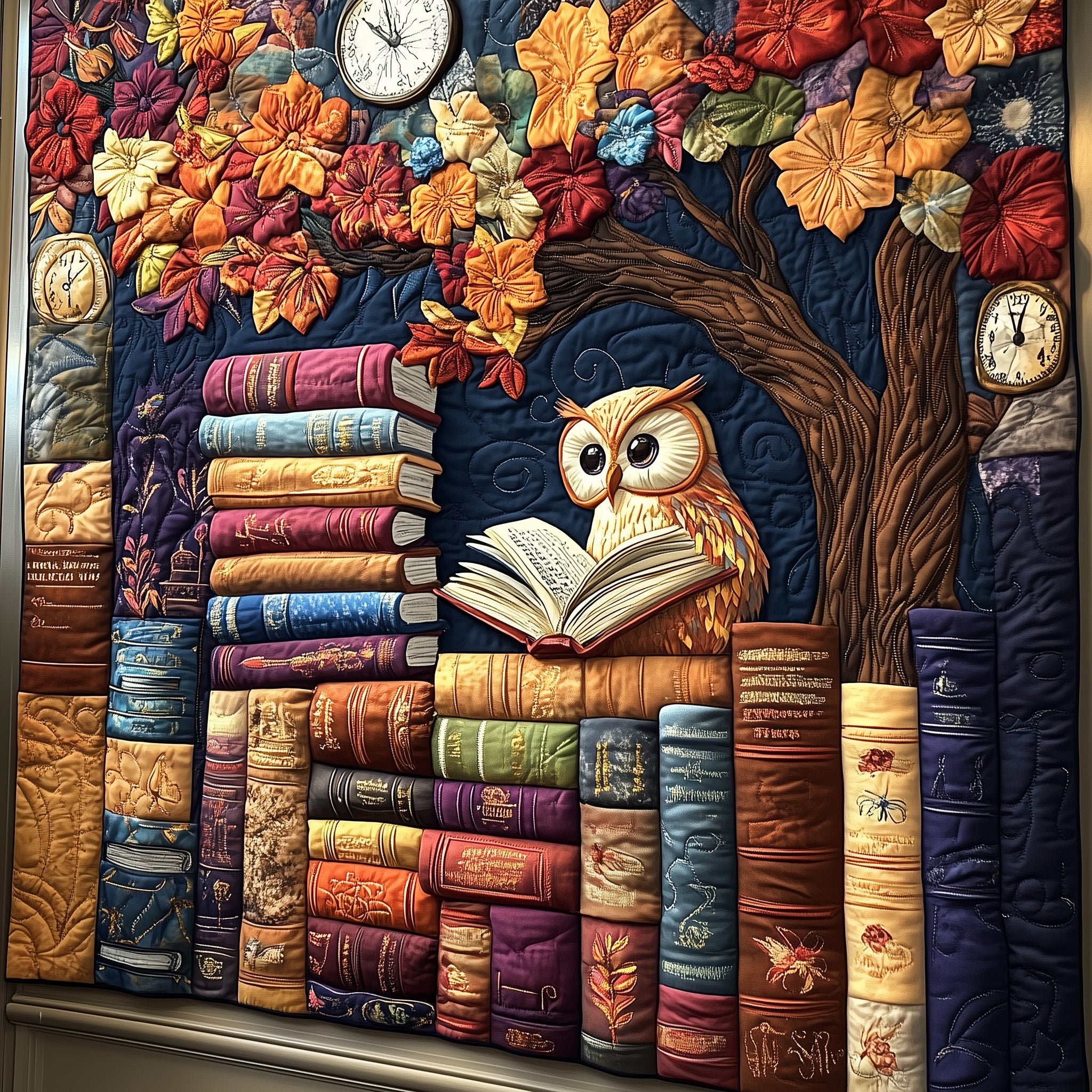Owl Lady Love Reading Quilted Blanket Merchandise Throw BlanketBest Owl Gift Ideas Christmas