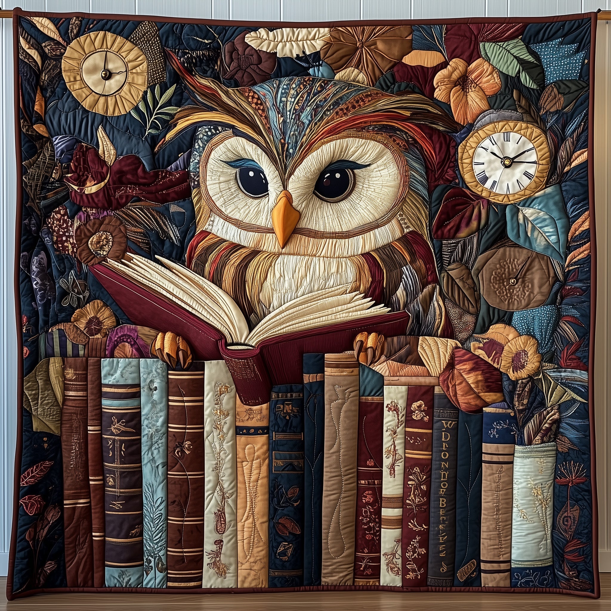 Owl Lady Love Reading Quilted Blanket Merchandise Throw BlanketCute Owl Themed Gifts