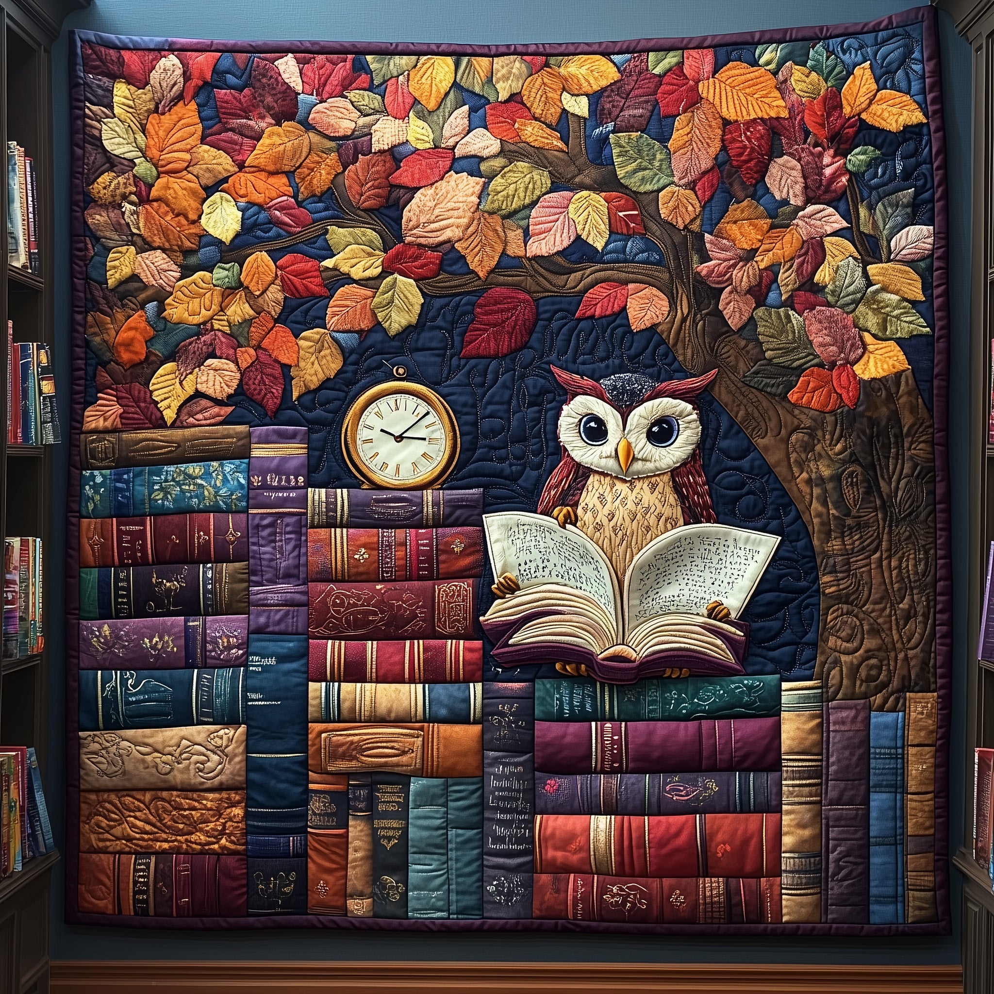 Owl Lady Love Reading Quilted Blanket Merchandise Throw BlanketOwl Gift Ideas For Men