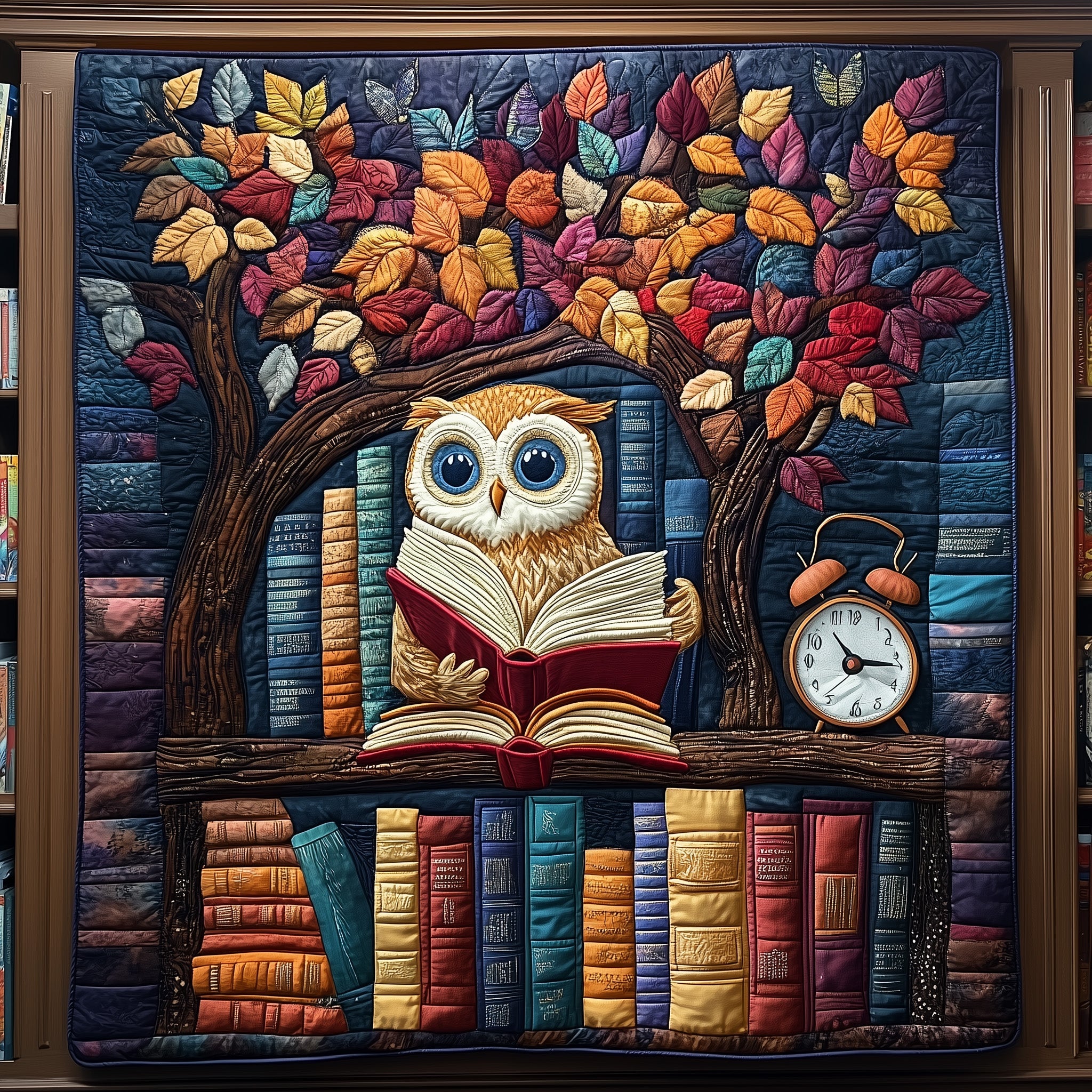 Owl Lady Love Reading Quilted Blanket Merchandise Throw BlanketUnique Gifts For Owl Lovers