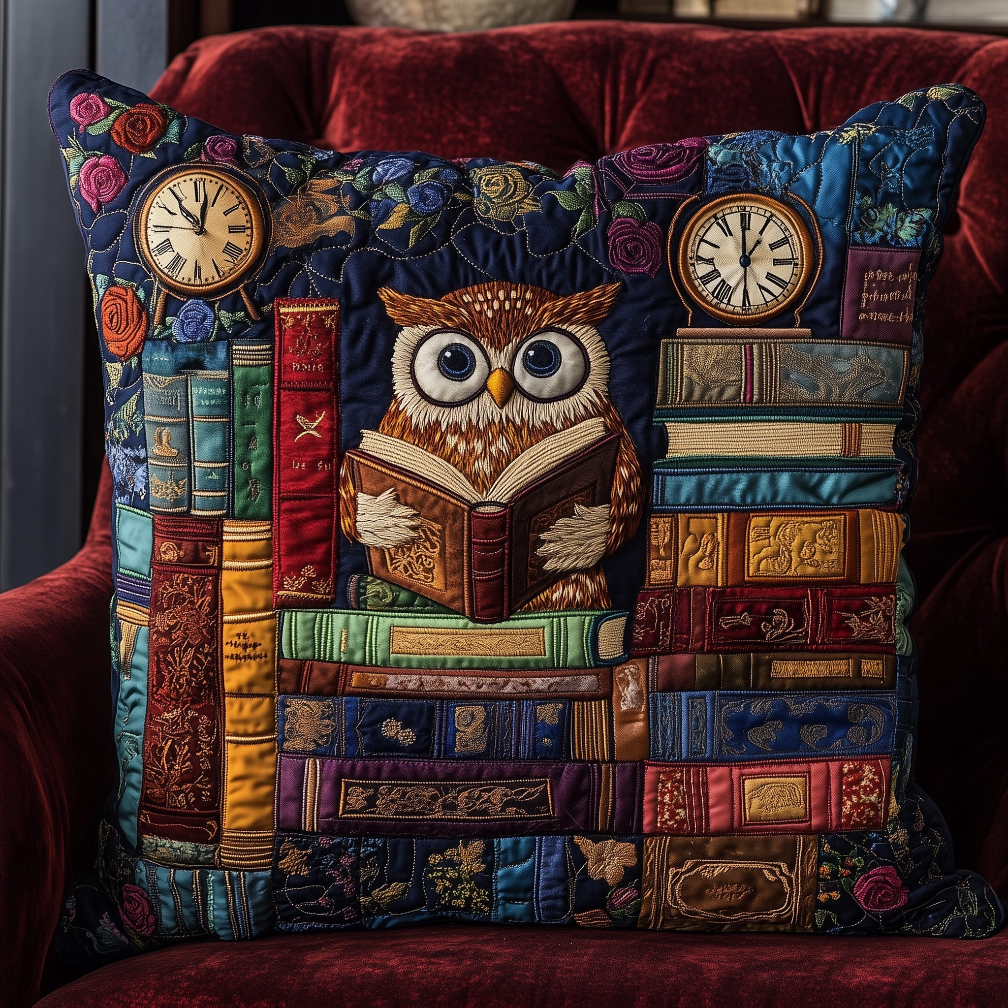 Owl Lady Love Reading Quilted Pillow Case Gift For Boyfriend