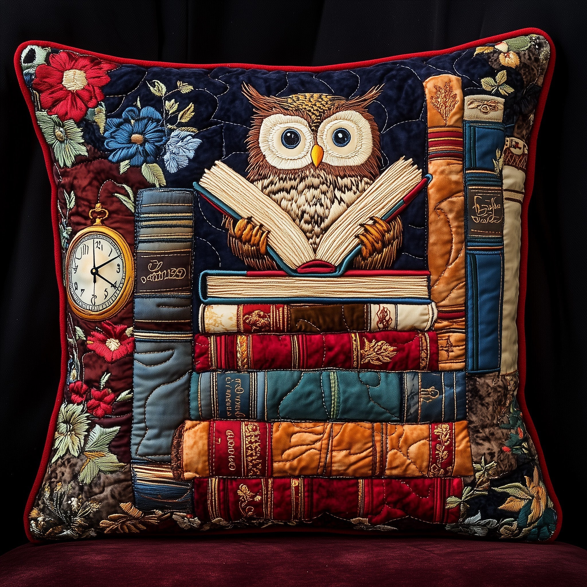 Owl Lady Love Reading Quilted Pillow Case Gift For Dad