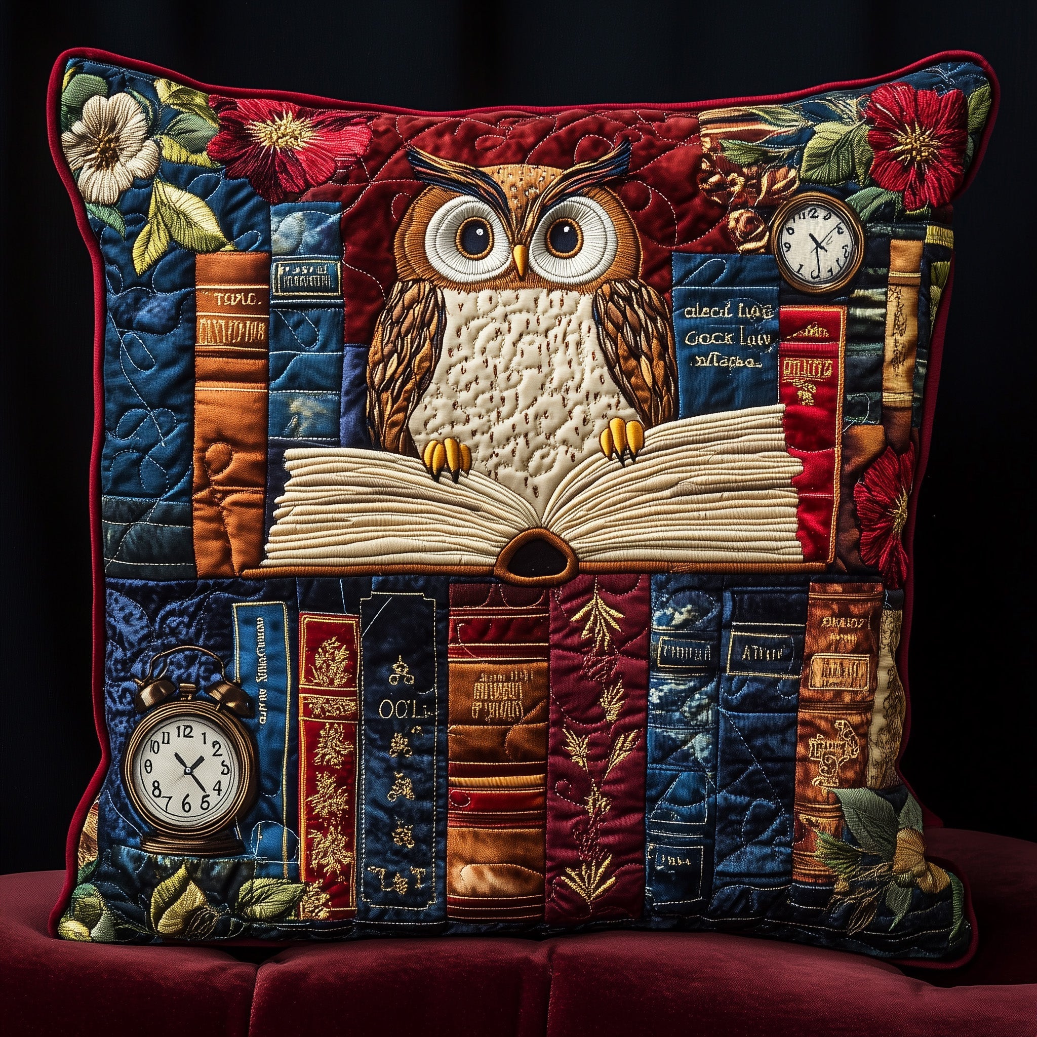 Owl Lady Love Reading Quilted Pillow Case Gift For Kids