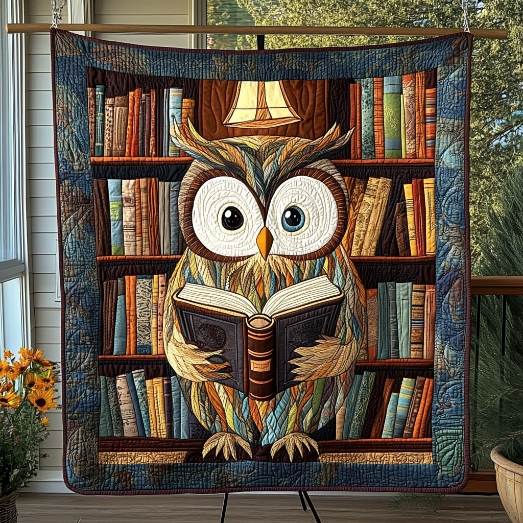 Owl Literary Flight Quilted Blanket Gift For Owl Lover