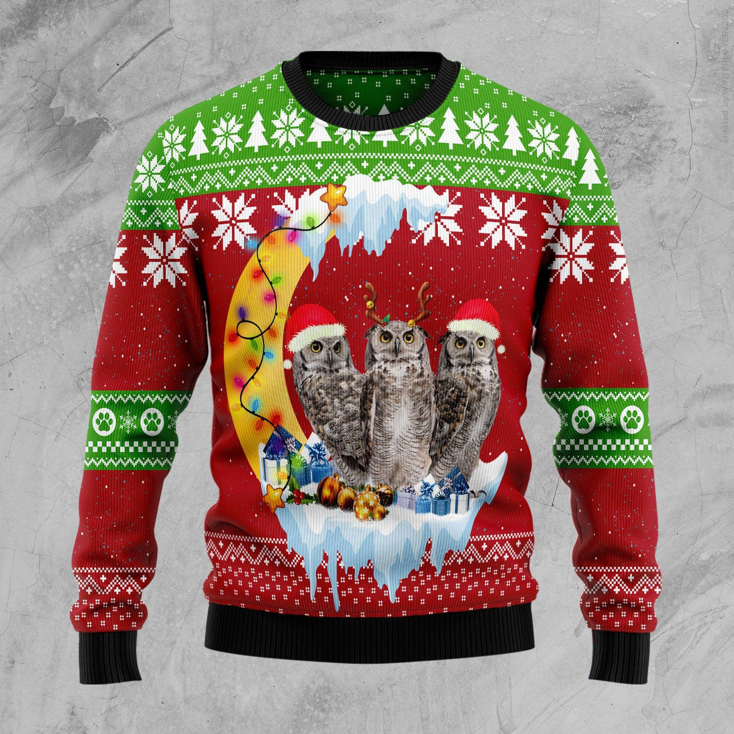 Owl Love Moon Xmas Ugly Christmas Sweater Animal Clothing Christmas Gifts For Owl Lovers