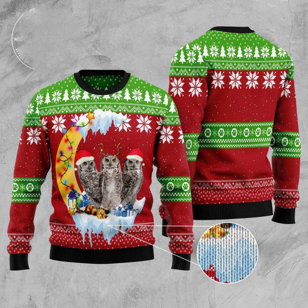 Owl Love Moon Xmas Ugly Christmas Sweater Funny Ugly Christmas Sweater Best Christmas Gifts