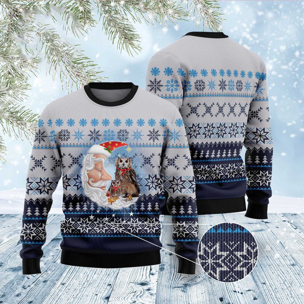 Owl Love Santa Moon Ugly Christmas Sweater Funny Ugly Christmas Sweater Best Christmas Gifts