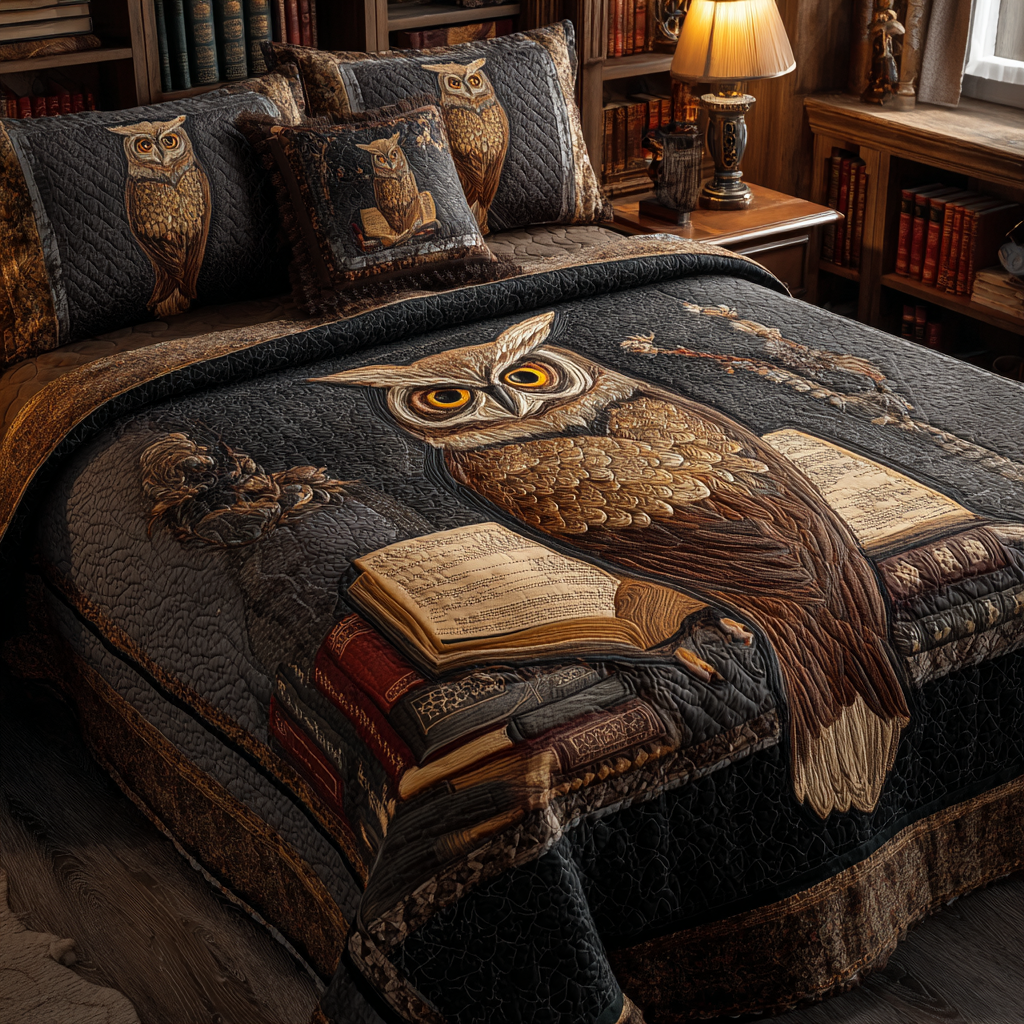 Owl Magic Quilted Bedding Set Cute Room Decor Owl Gifts For Dad