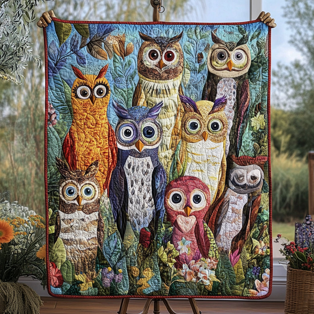 Owl Nest Quilted Blanket Cute Throw Blanket Owl Present Ideas