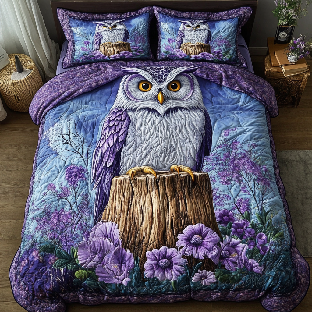 Owl Pattern Quilted Bedding Set Best Comforter Sets Owl Gift Ideas For Men