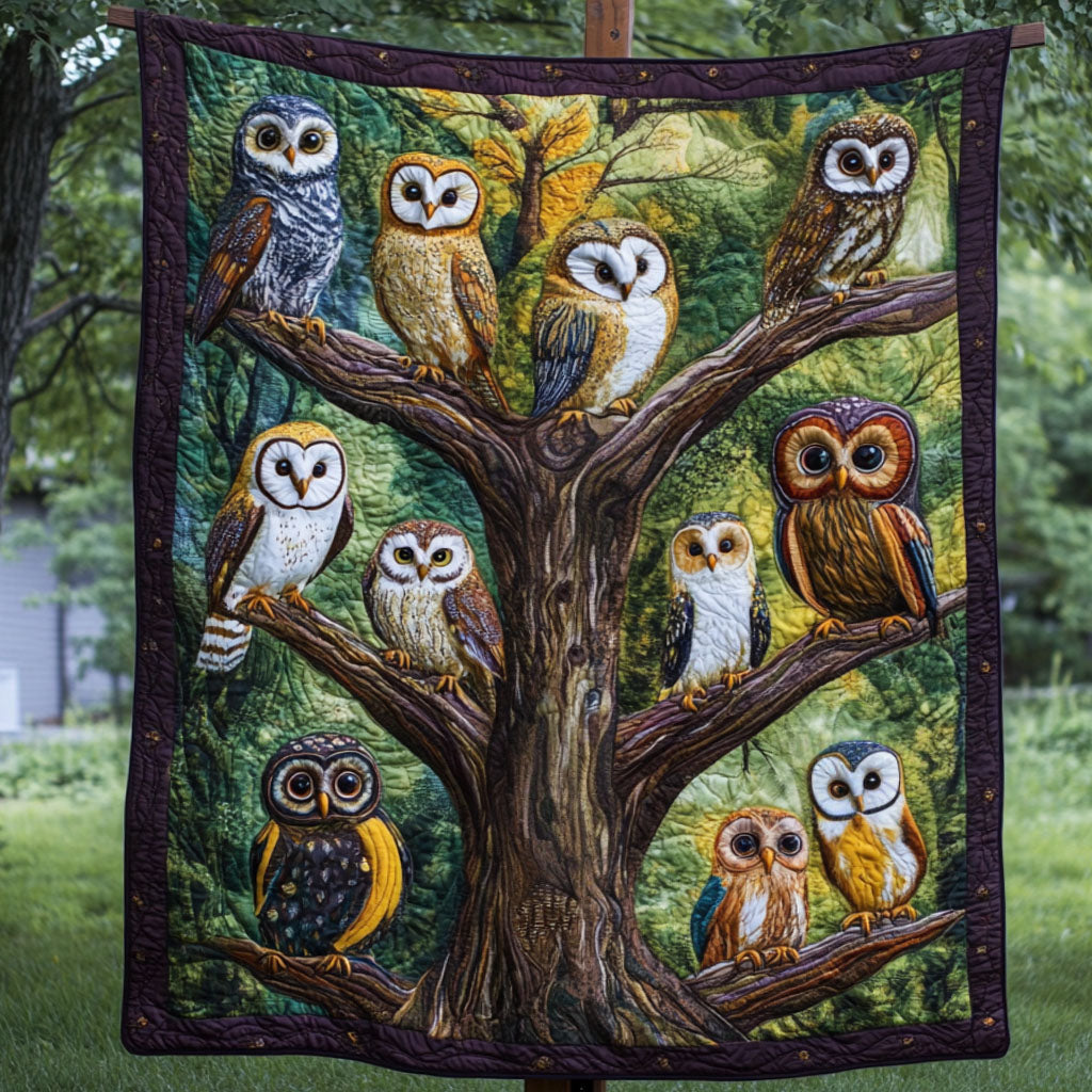 Owl Perch Quilted Blanket Cool Throw Blanket Best Owl Gift Ideas