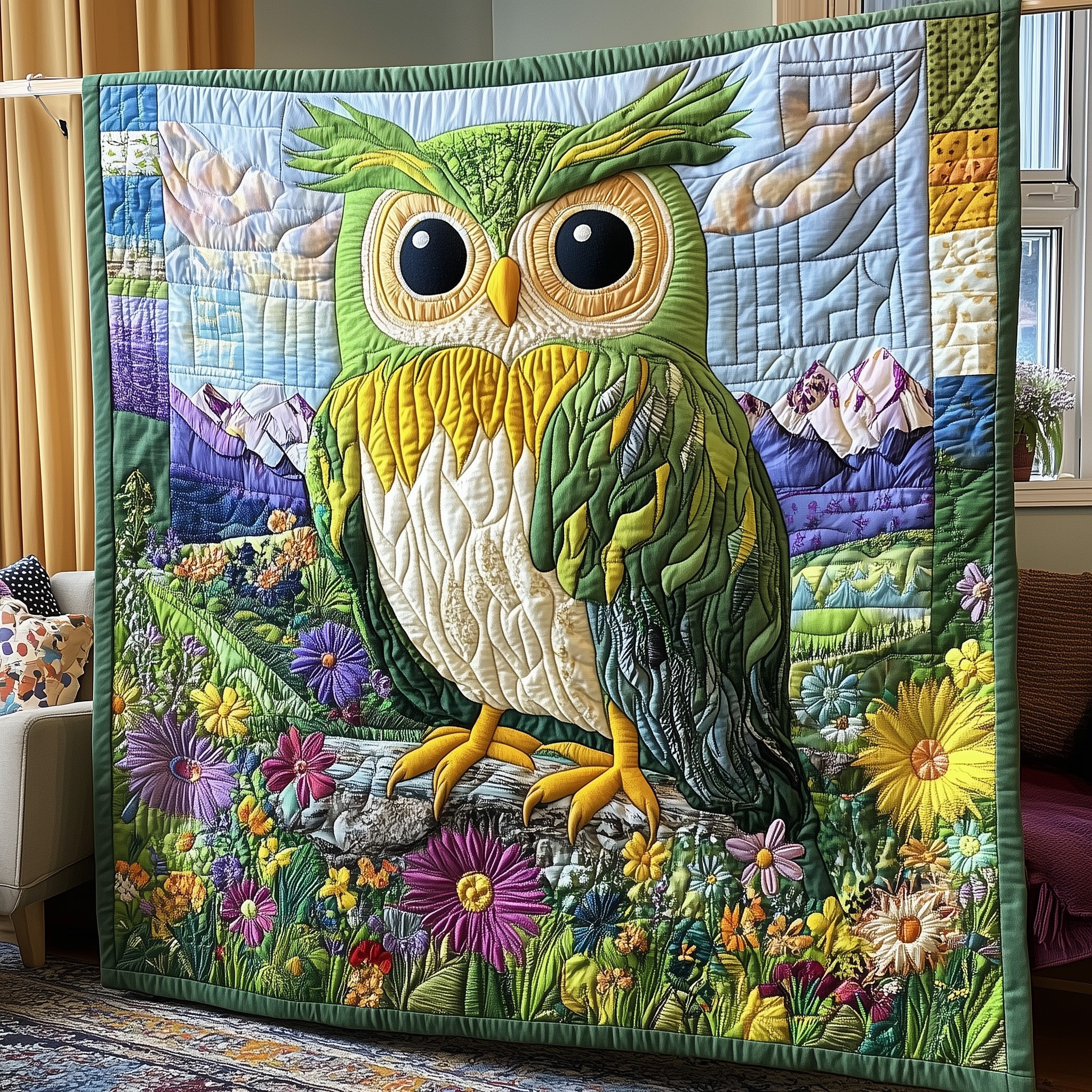 Owl Quilted Blanket Sofa Throw BlanketChristmas Gift For Owl Lover