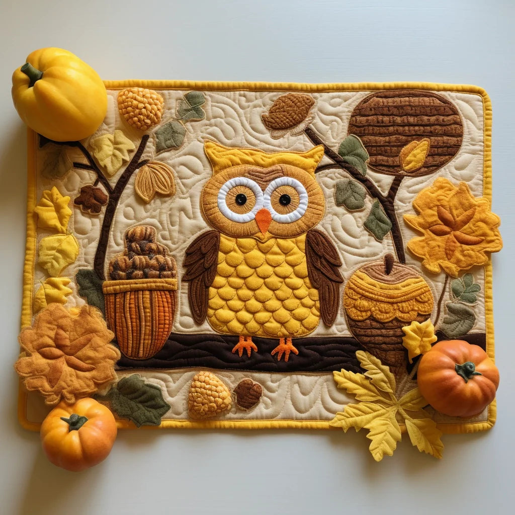 Owl Quilted Placemat Cute Table Mats Father's Day Gifts For Grandpa