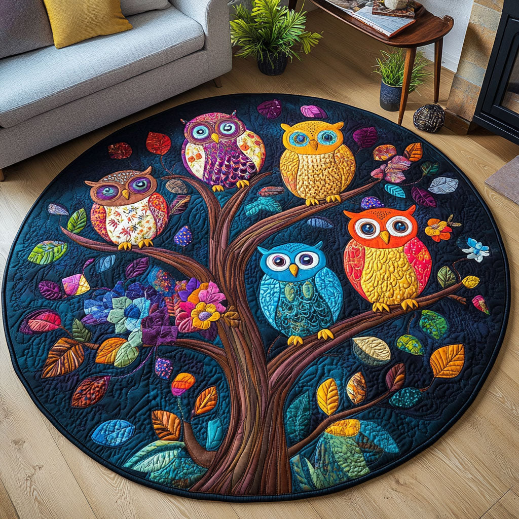 Owl Quilted Round Mat Christmas Decor For Entryway Best Lavender Gifts
