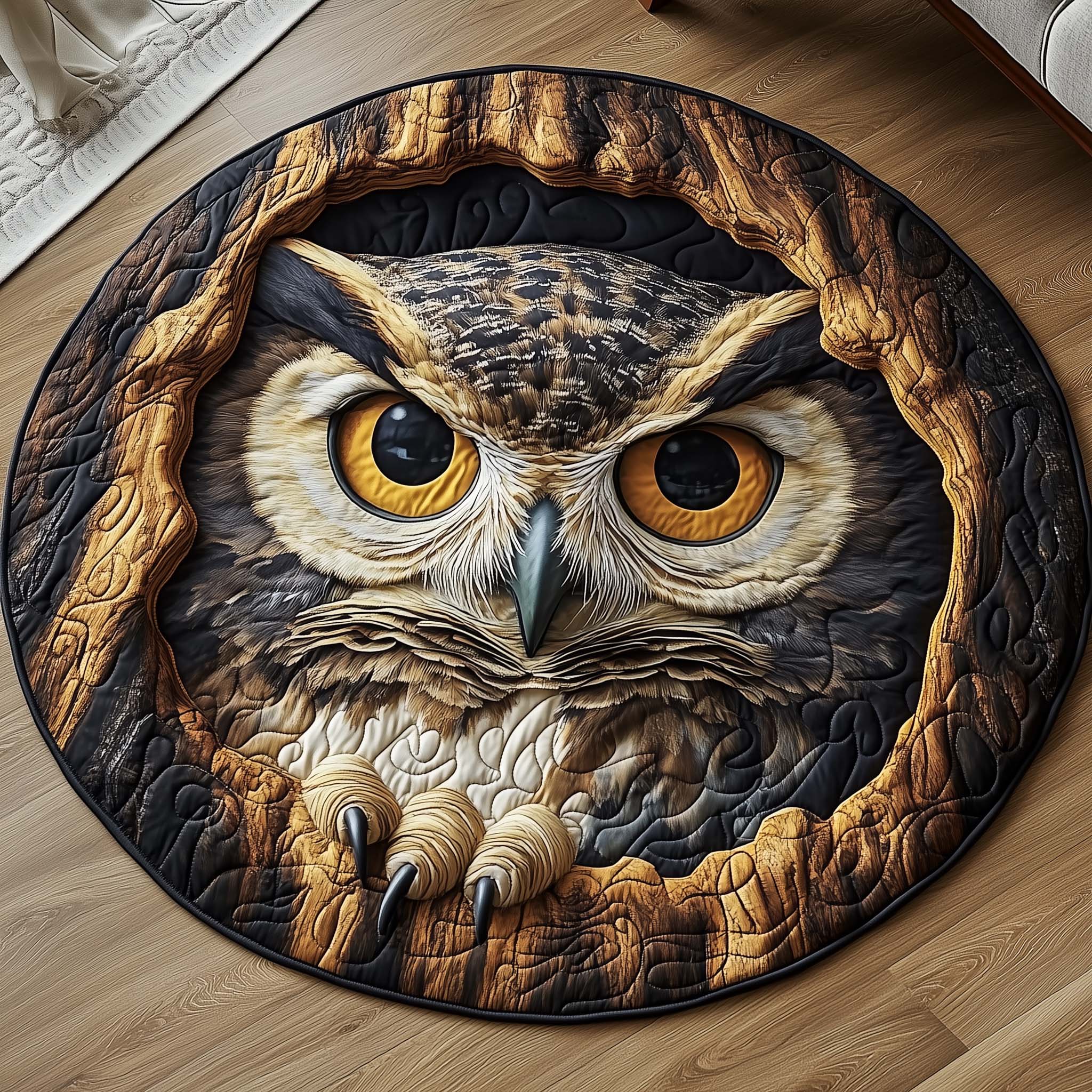 Owl Quilted Round Mat Trendy Quilted Round Mat That Adds Charm