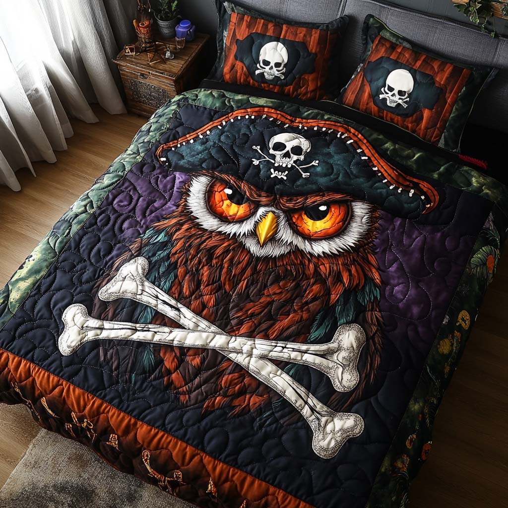 Owl Raider Quilted Bedding Set Best Bedspread Set Gift For Halloween