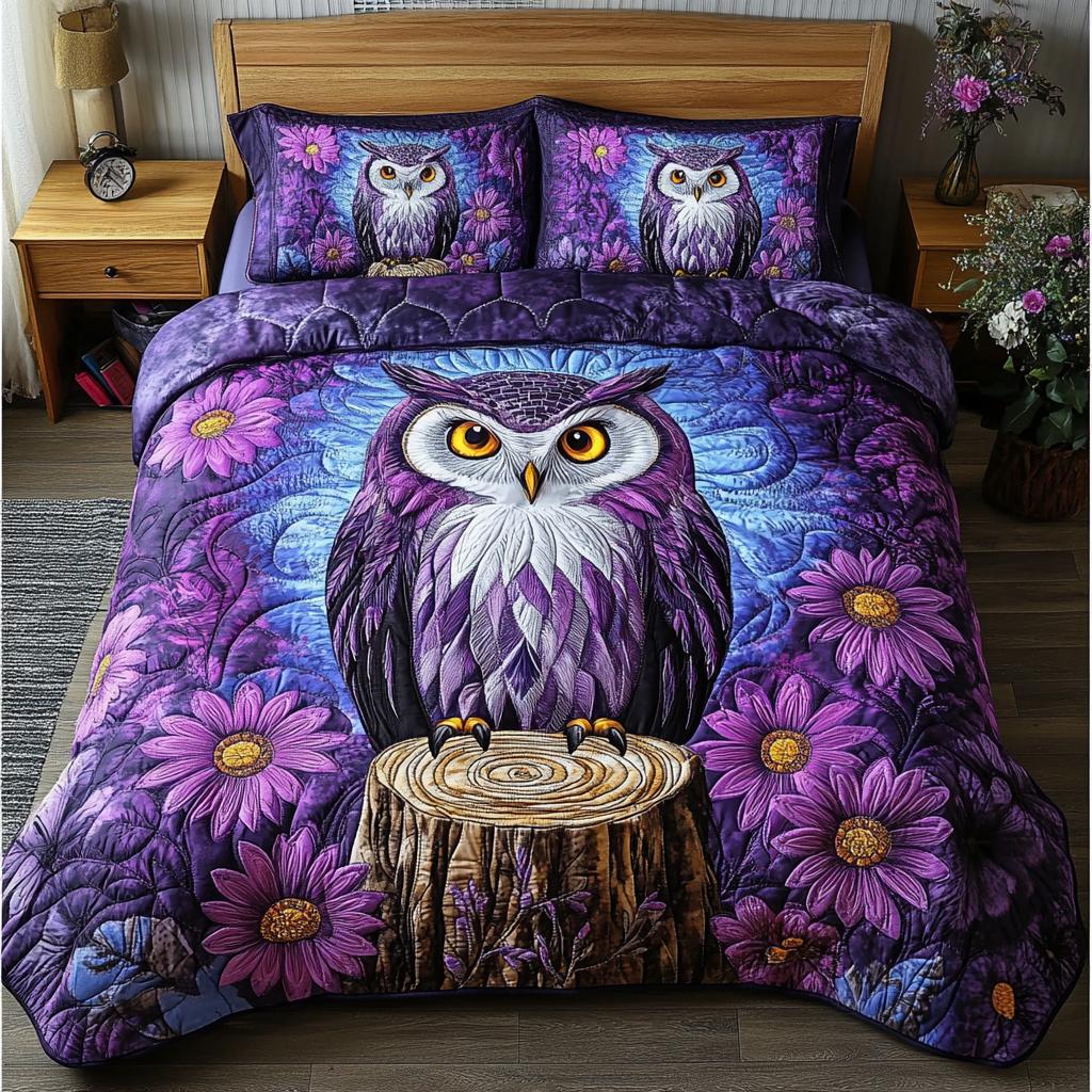 Owl Spirit Quilted Bedding Set Best Bedspread Set Owl Themed Christmas Gifts