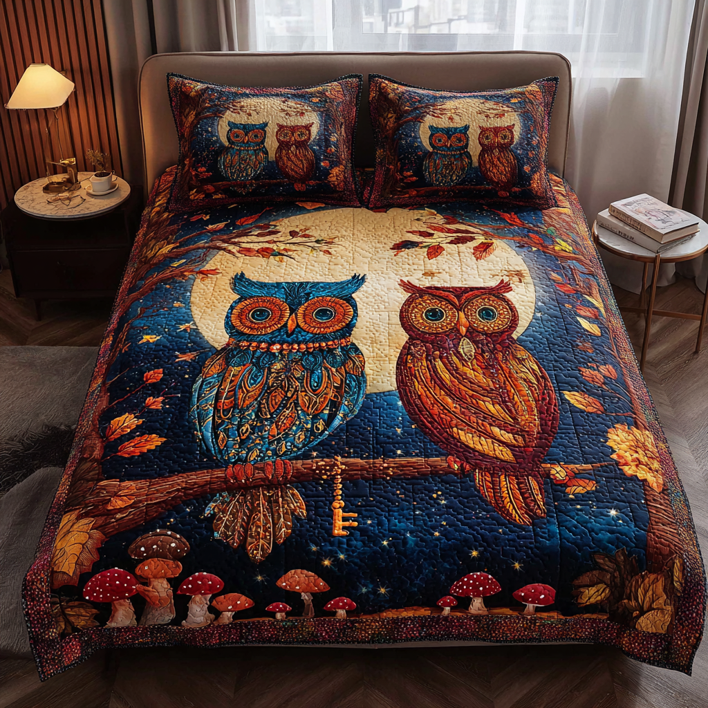 Owl Spirit Quilted Bedding Set Best Comforter Sets Owl Lovers Gifts For Him