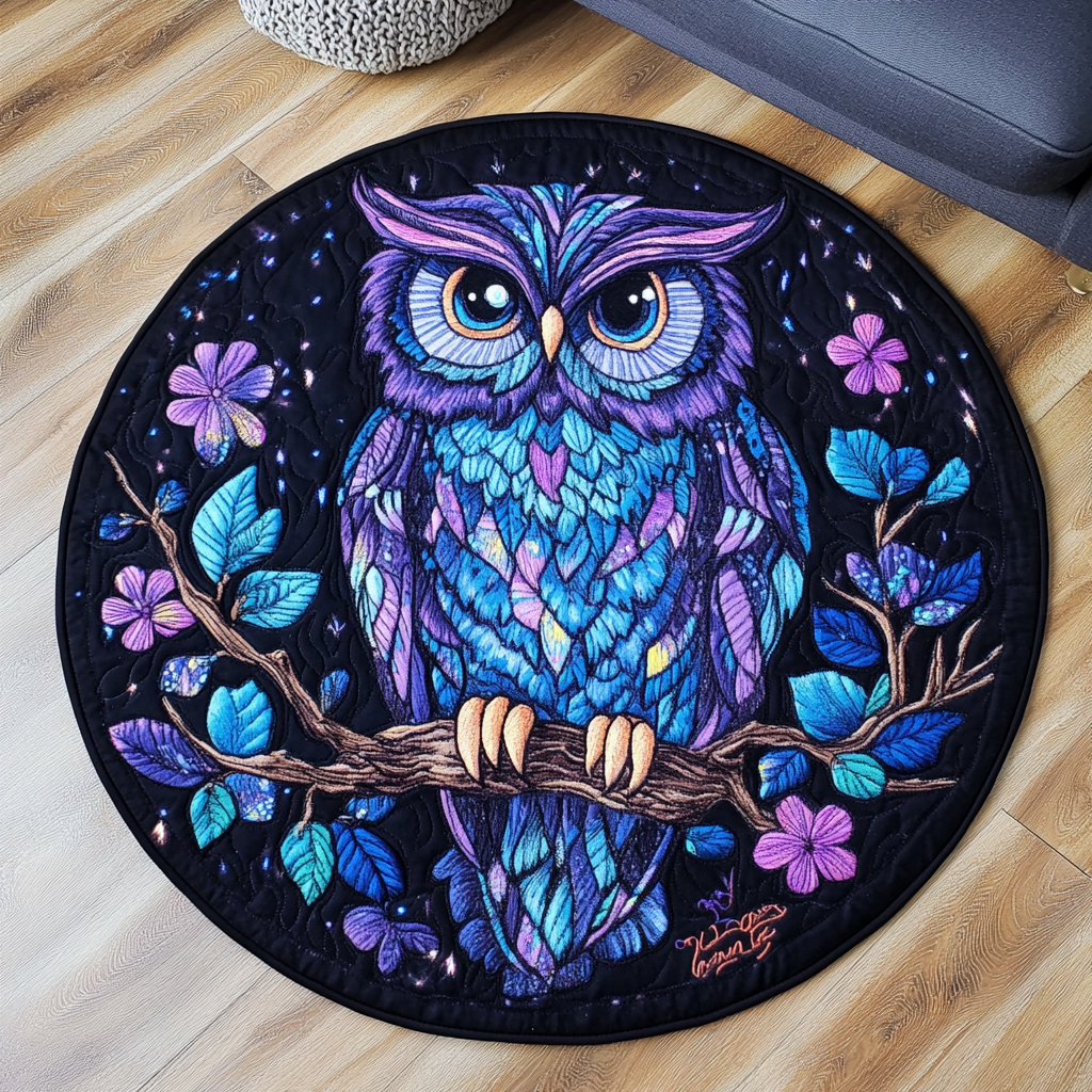 Owl Spirit Quilted Round Mat Foyer Christmas Decor Owl Gift Ideas For Men