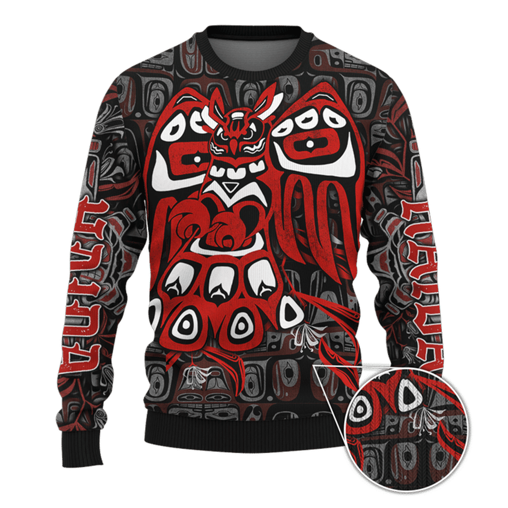 Owl Tattoo Pacific Northwest Sweater Haida Art Style Animal Clothing