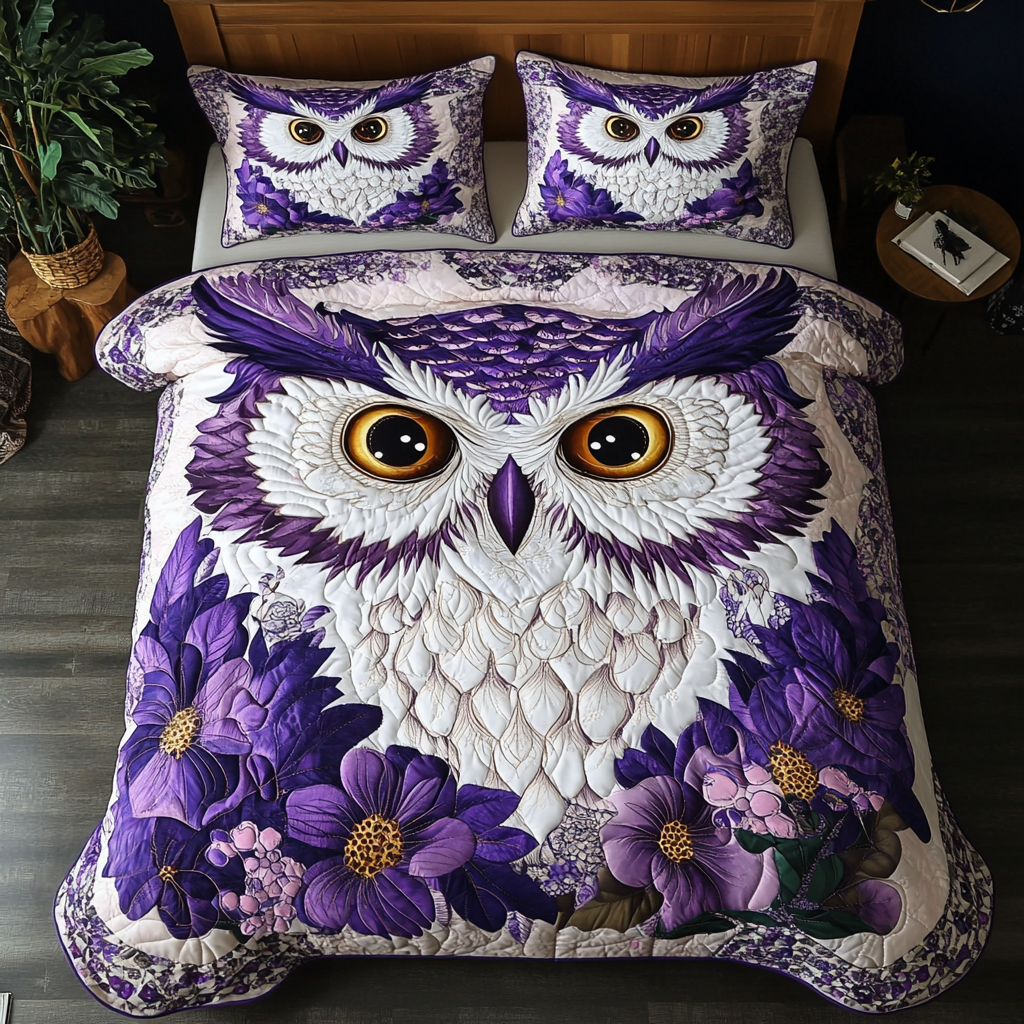 Owl Wisdom Quilted Bedding Set Best Bed Sheet Set Owl Presents For Ladies