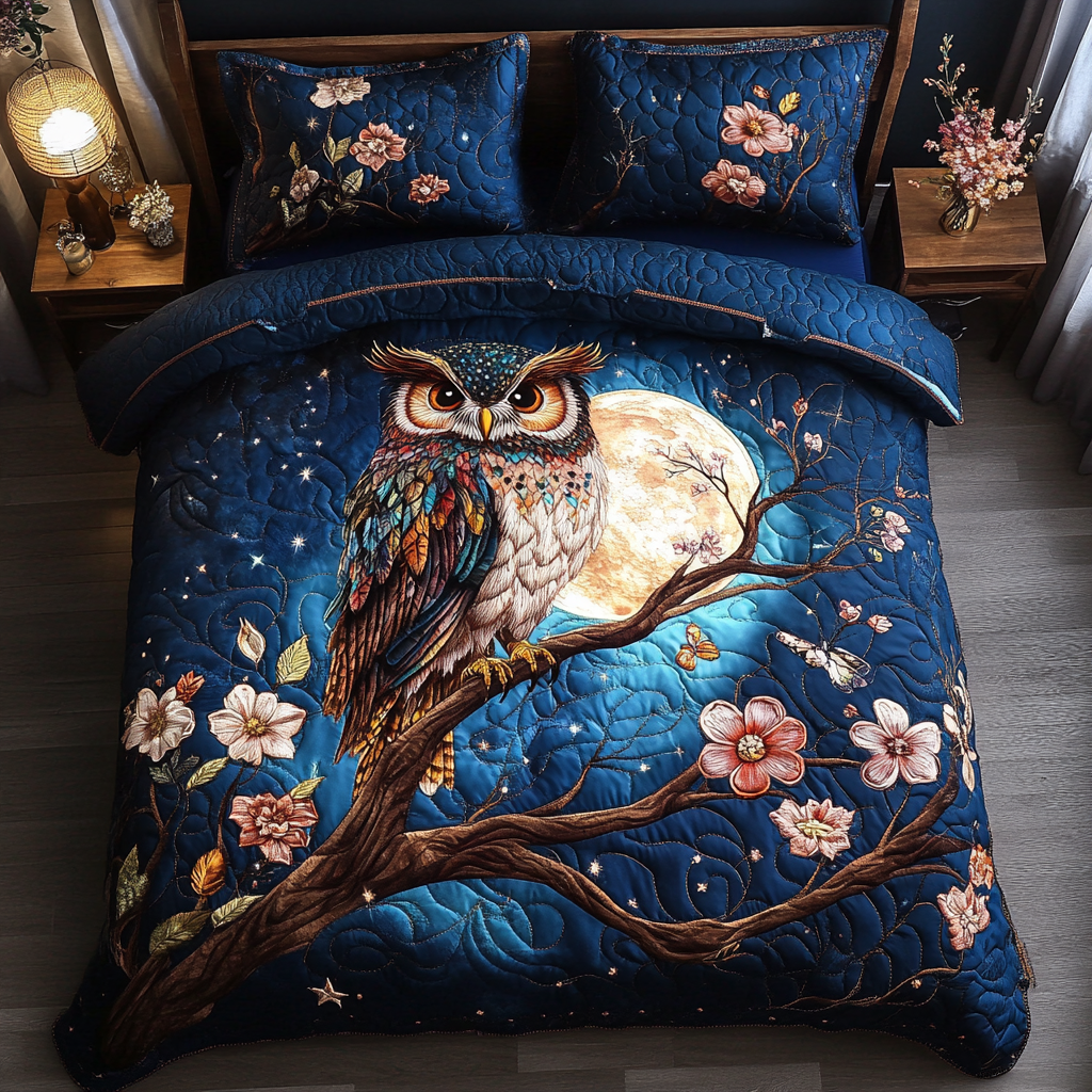 Owl Wisdom Quilted Bedding Set Best Bedspread Set Owl Gifts For Him Her