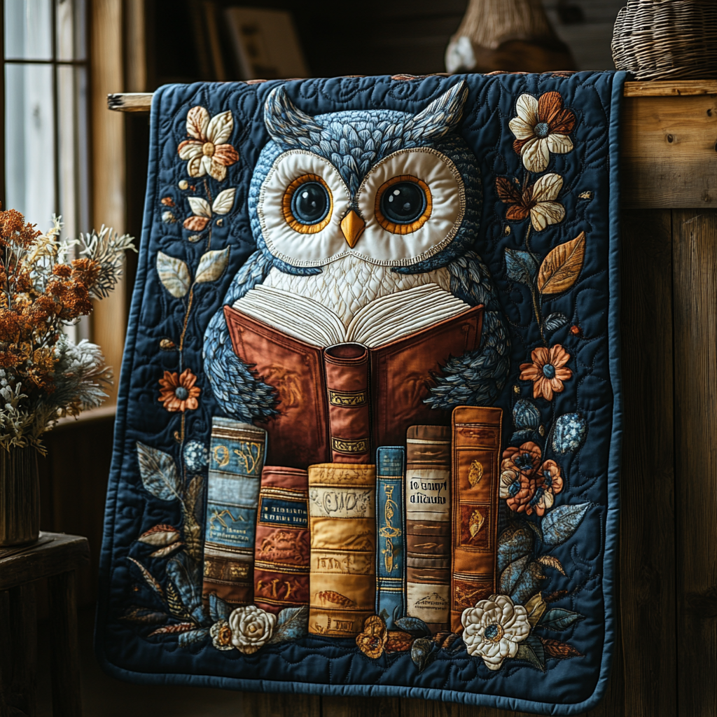 Owl Wisdom Quilted Blanket Gift For Owl Lover