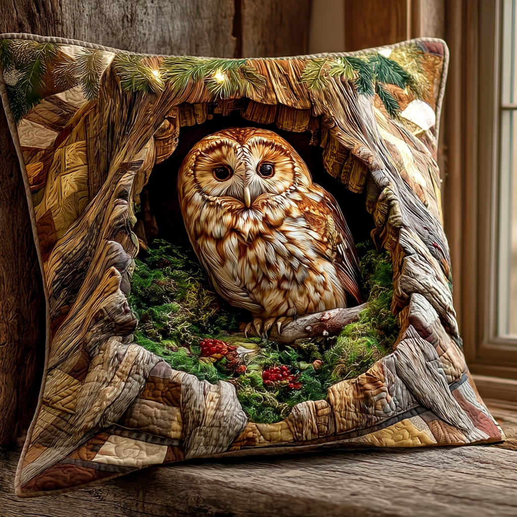 Owl Woodland Guardian Quilted Pillow Case Animal Home Decor Owl Lover Gifts