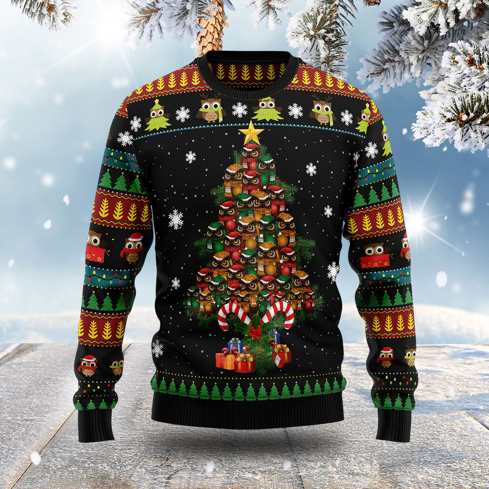 Owl Xmas Tree Ugly Christmas Sweater Animal Themed Christmas Gifts For Animals