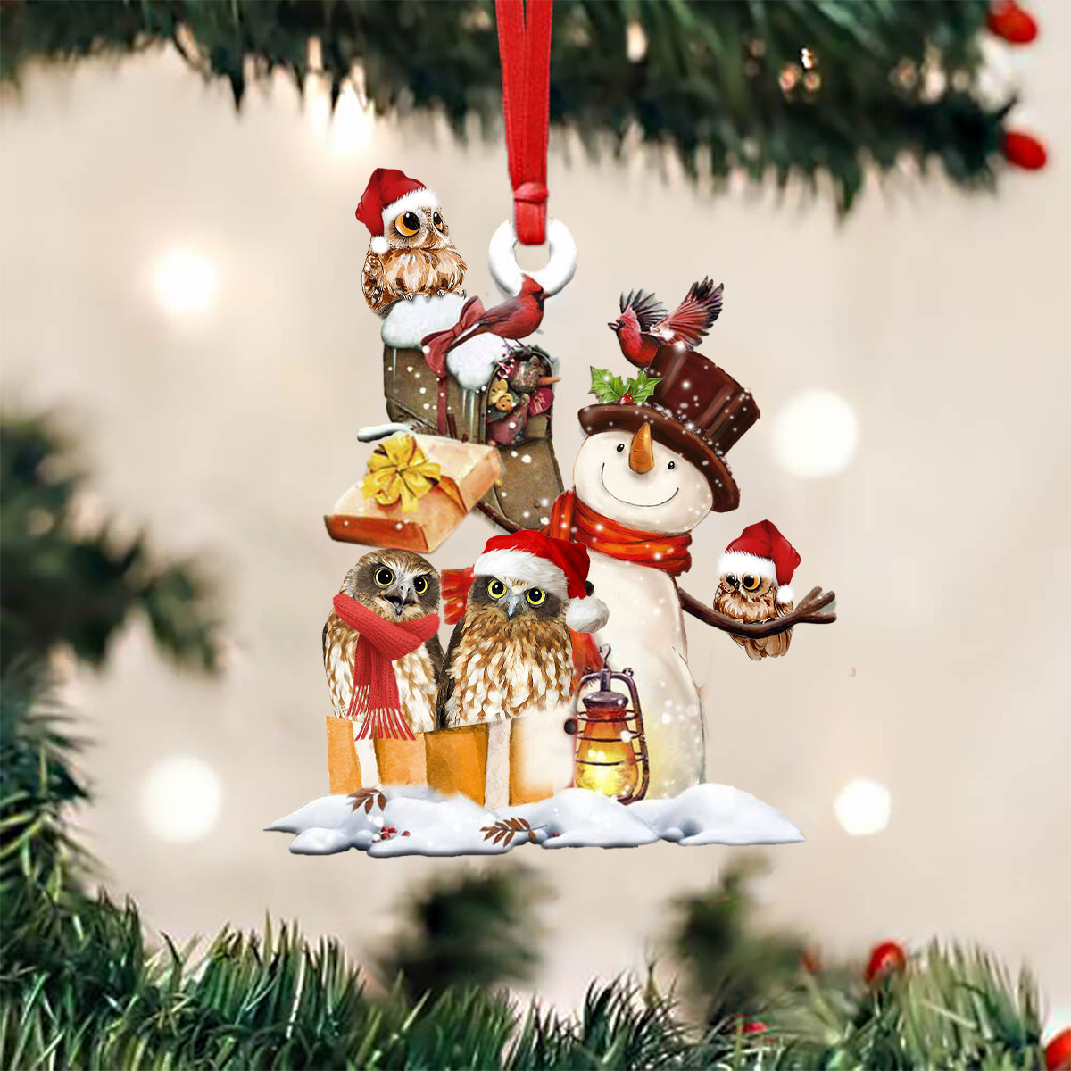 Owls And Snowman Christmas Ornament Animal Cute Christmas Ornament Set Xmas Gifts 2024