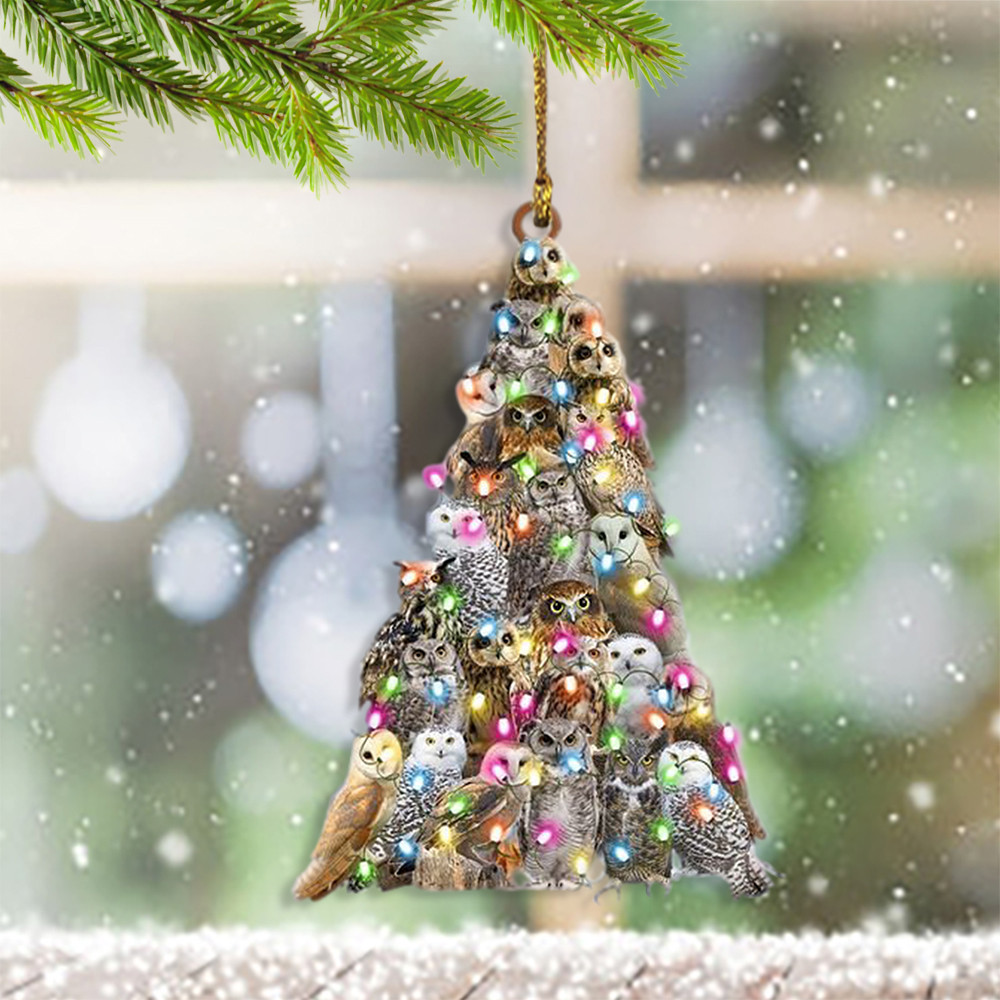 Owls Christmas Tree Ornament Merry Christmas Ornament Gifts For Owl Lovers