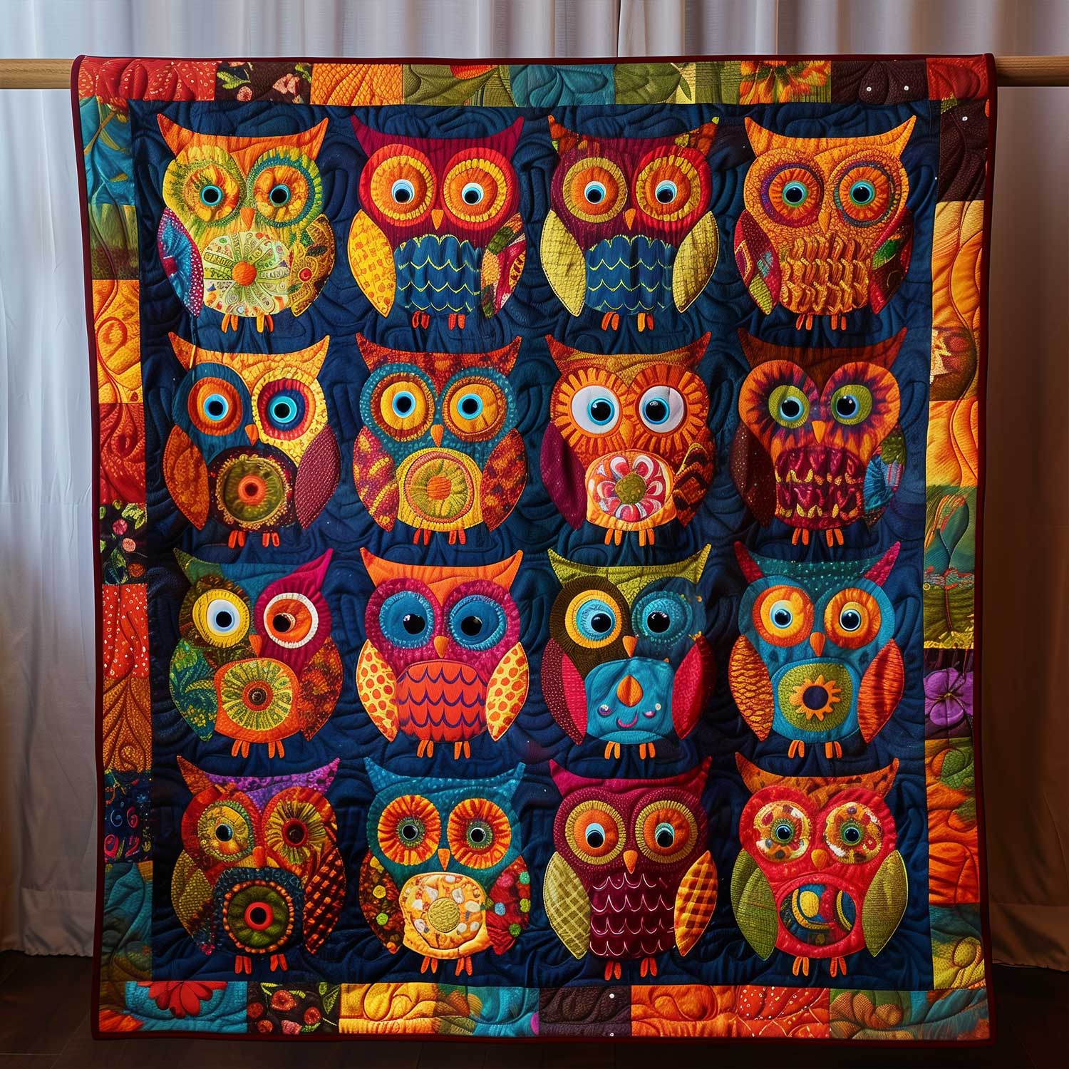 Owl's Dream Quilted Blanket Gift For Owl Lover