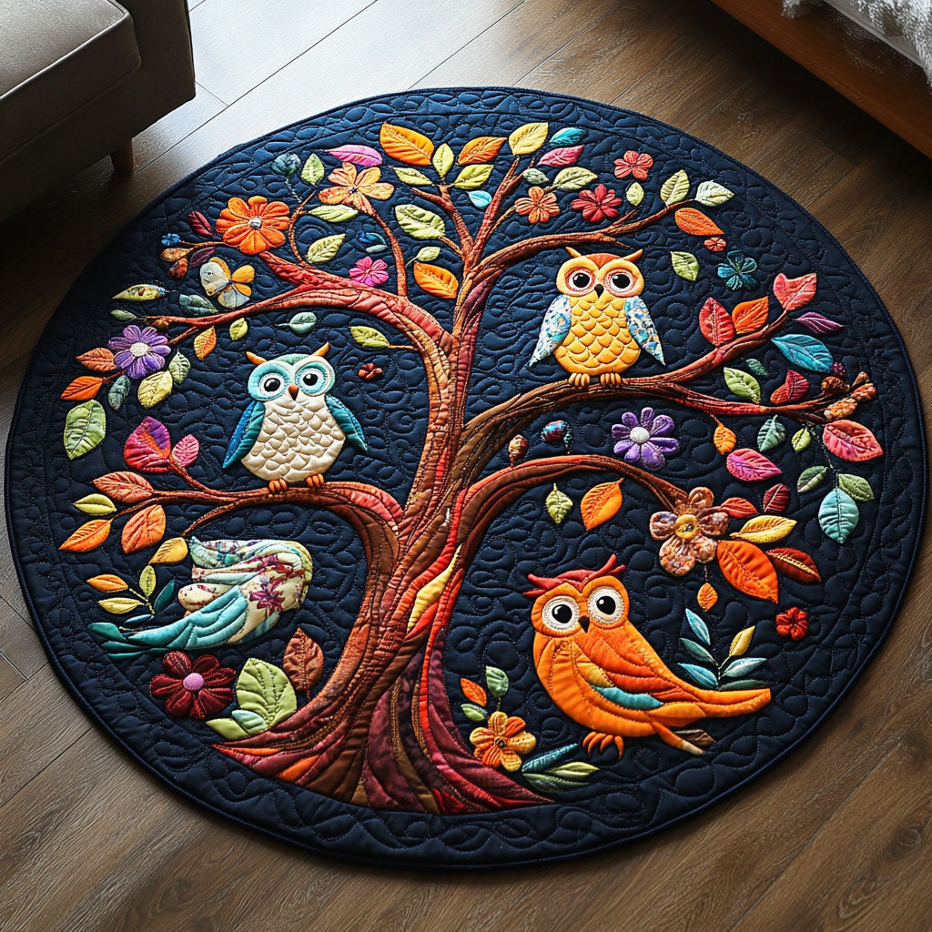 Owls in the Trees Quilted Round Mat Entry Way Ideas Flower Lavender Presents