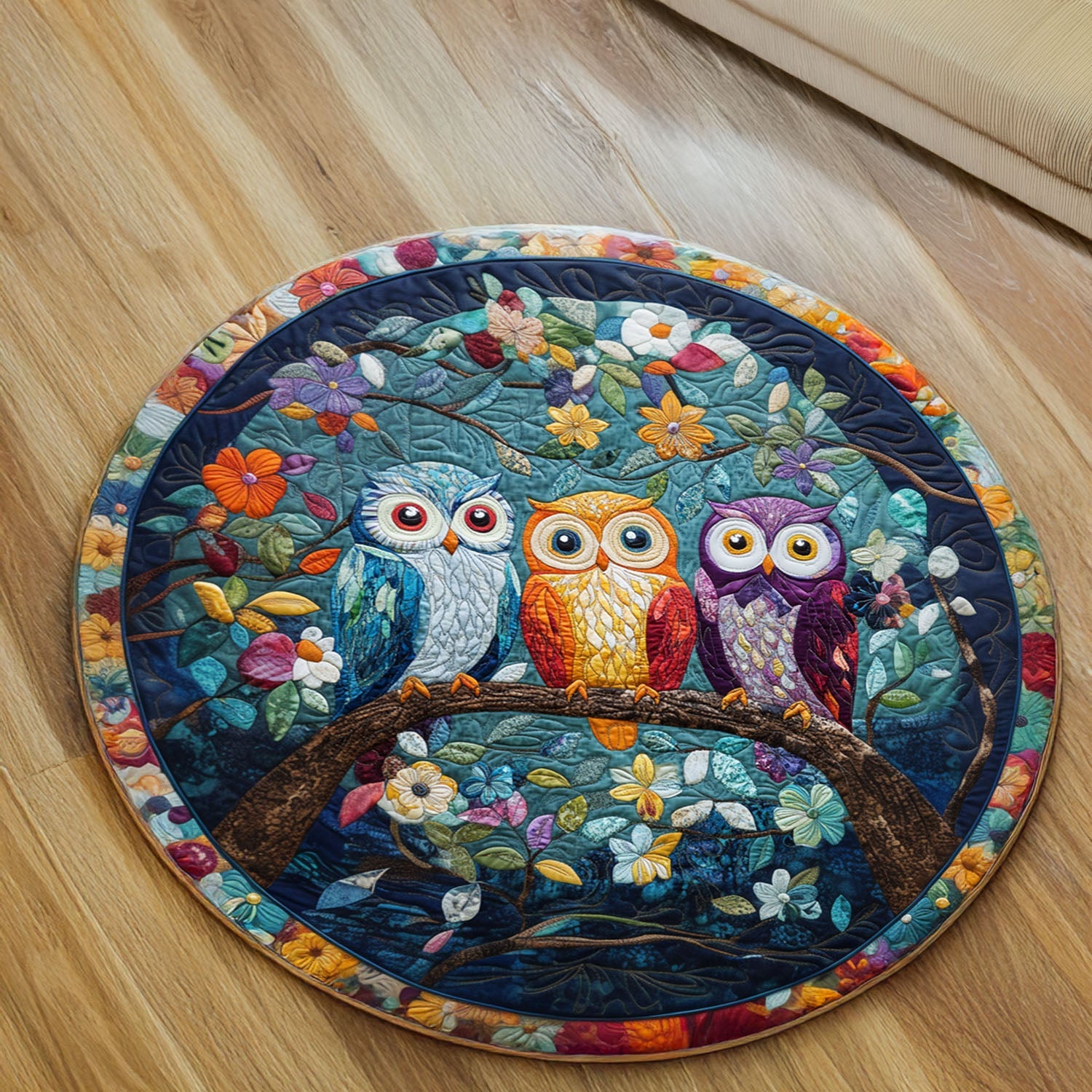 Owls of Quilted Round Mat Foyer Decor Ideas Lavender Themed Gifts