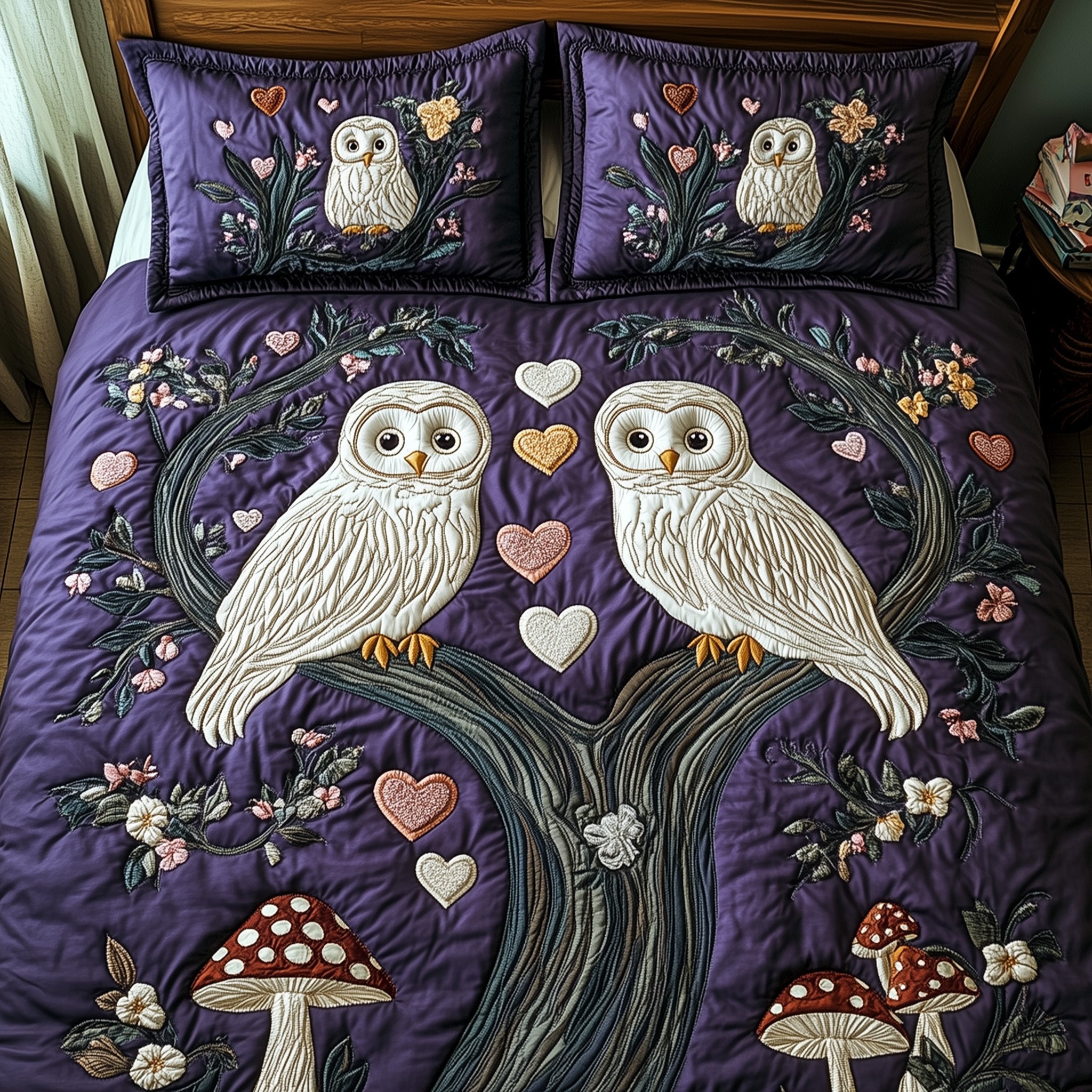 Owls Quilted Bedding Set Ultimate Comfort