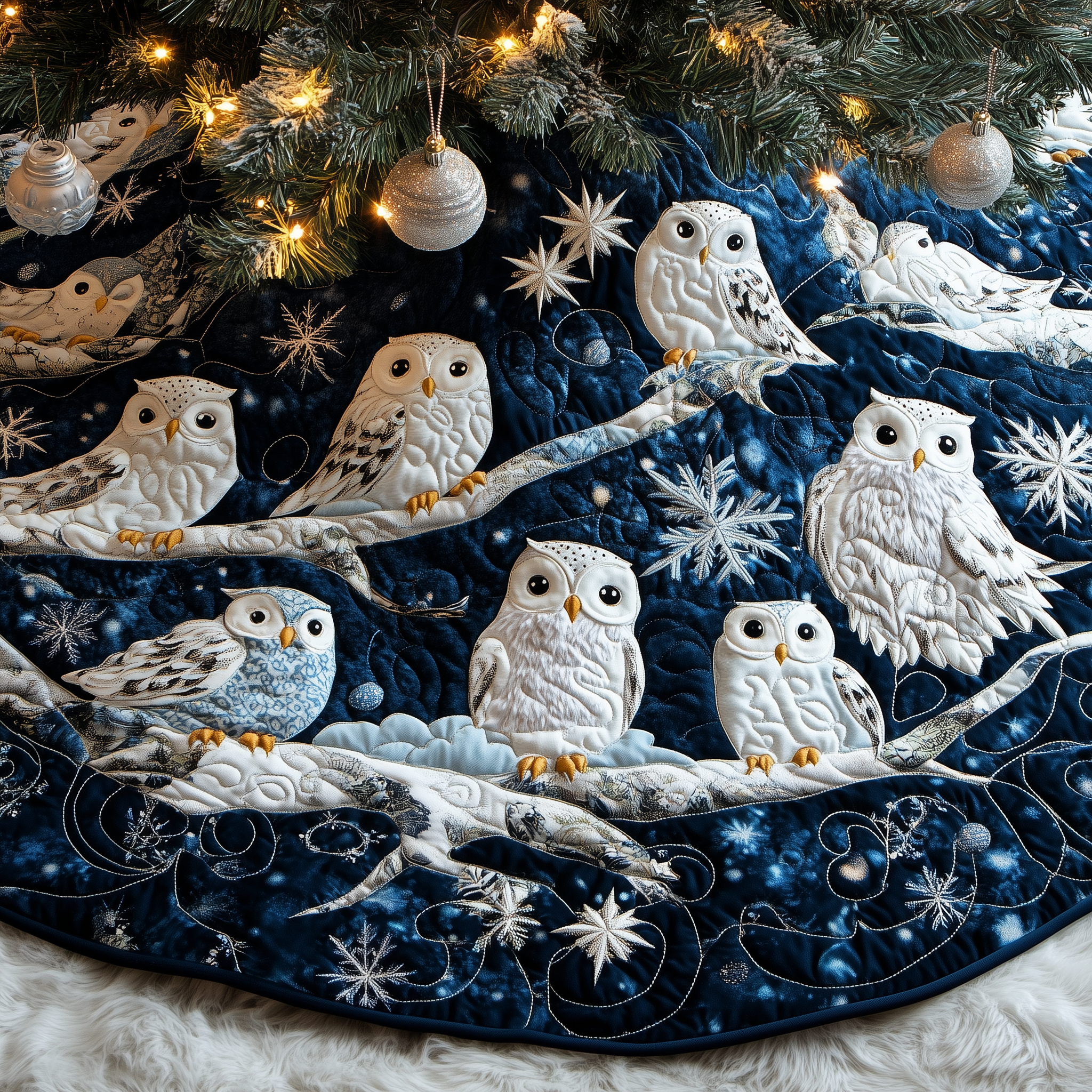 Owls Quilted Tree Skirt Charming Tree Skirt Gift Idea
