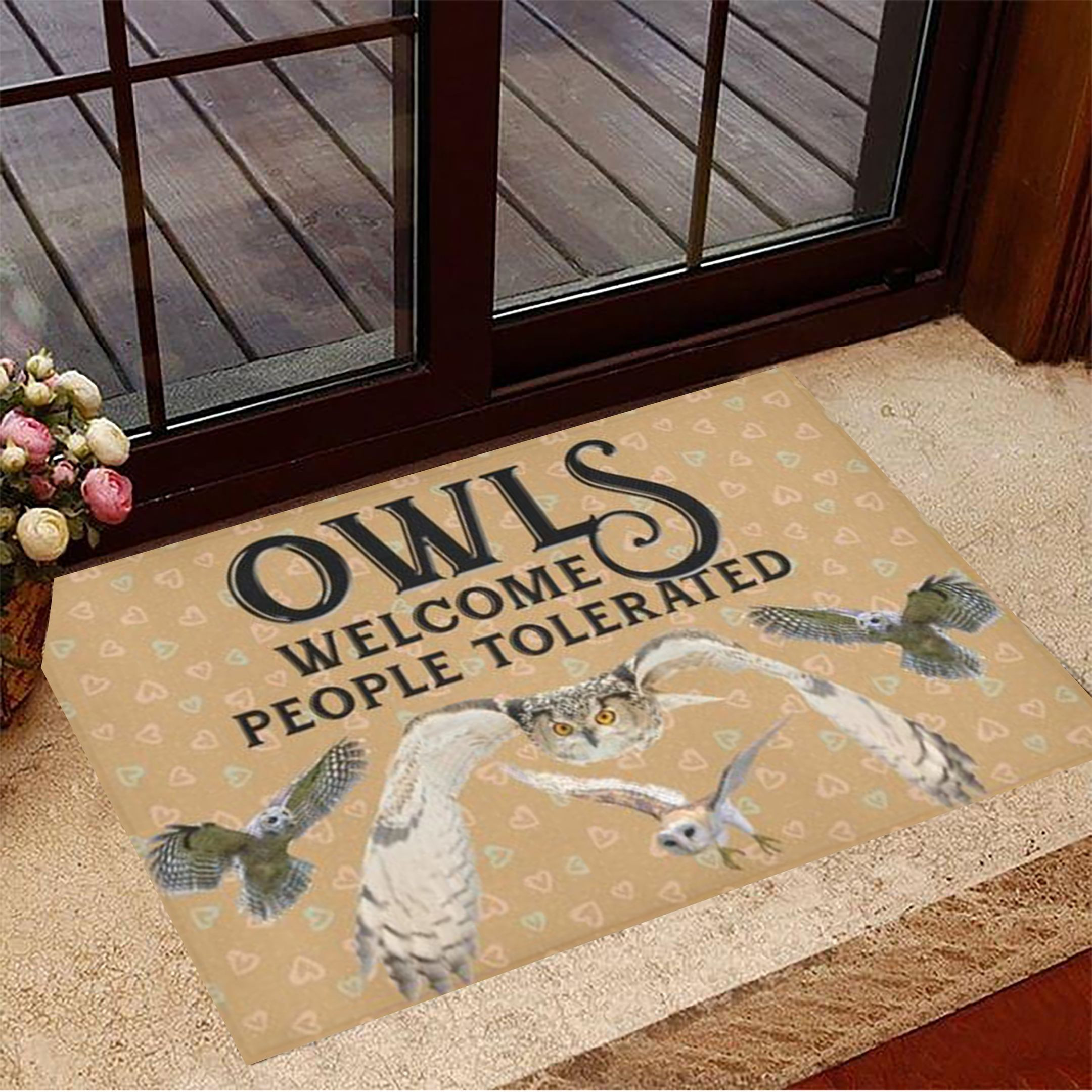 Owls Welcome People Tolerated Doormat Inside Door Mats Housewarming Gift Ideas