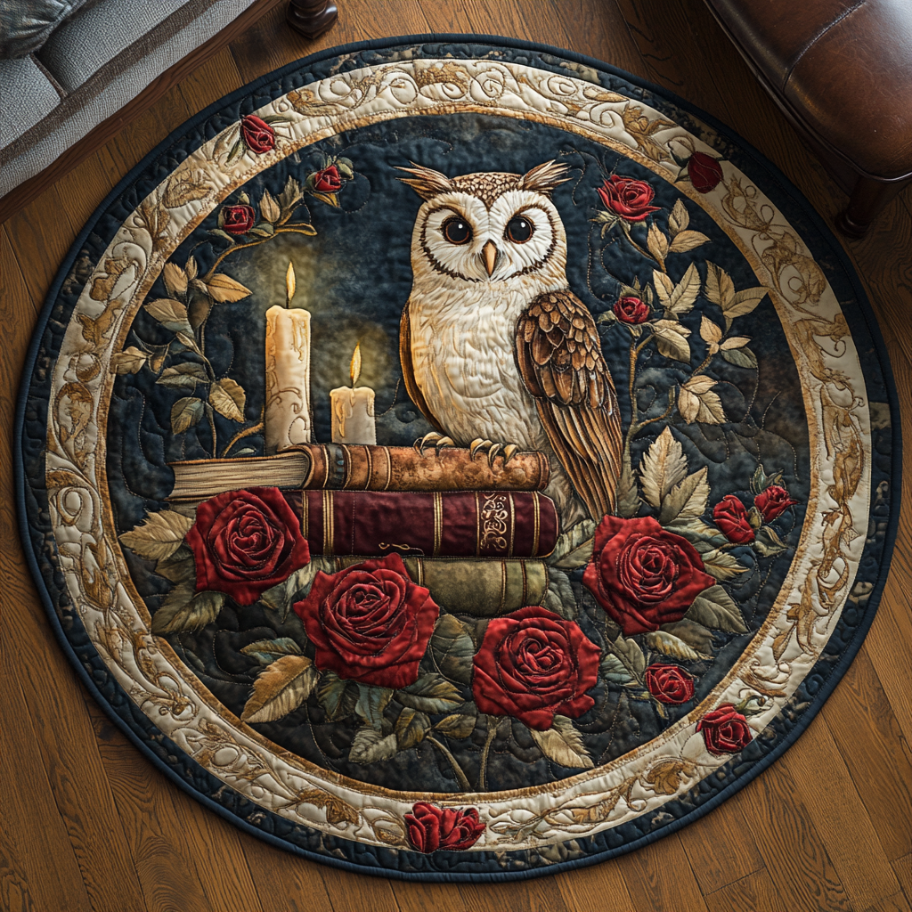 Owlsome Vibes Quilted Round Mat Front Door Idea Best Owl Gift Ideas