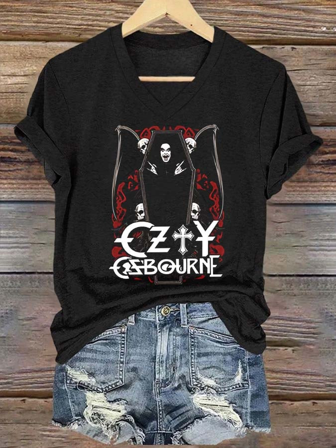 OZ Ozbourne V-Neck T-Shirt Memorial OZ Shirt Gift Ideas For Music Lovers