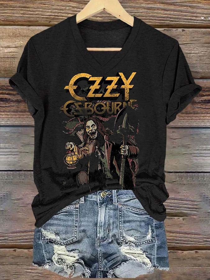 OZ Ozbourne V-Neck T-Shirt Memorial OZ Shirt Gifts For Musicians