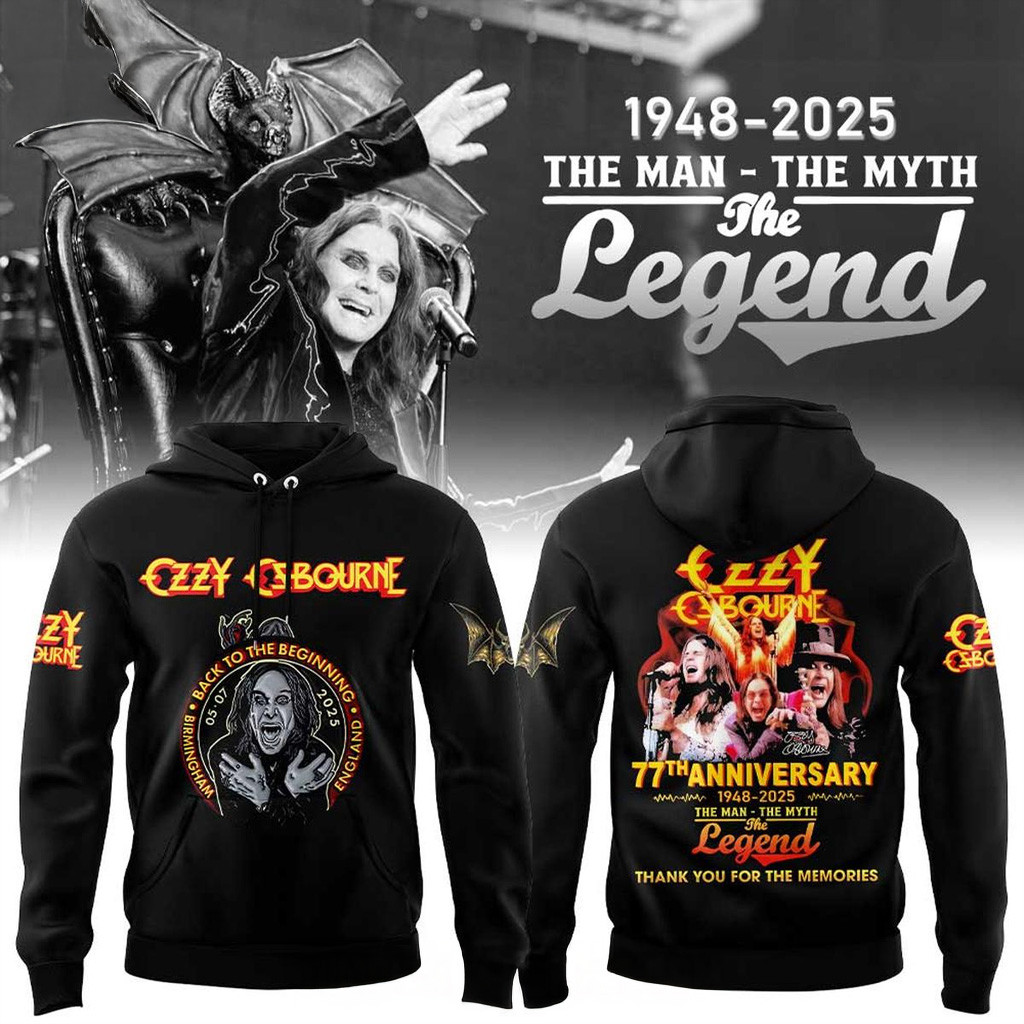 Ozzy Osbourne 77th Anniversary 1948 2025 Memories Hoodie Ozzy Merch Gifts For Music Fans