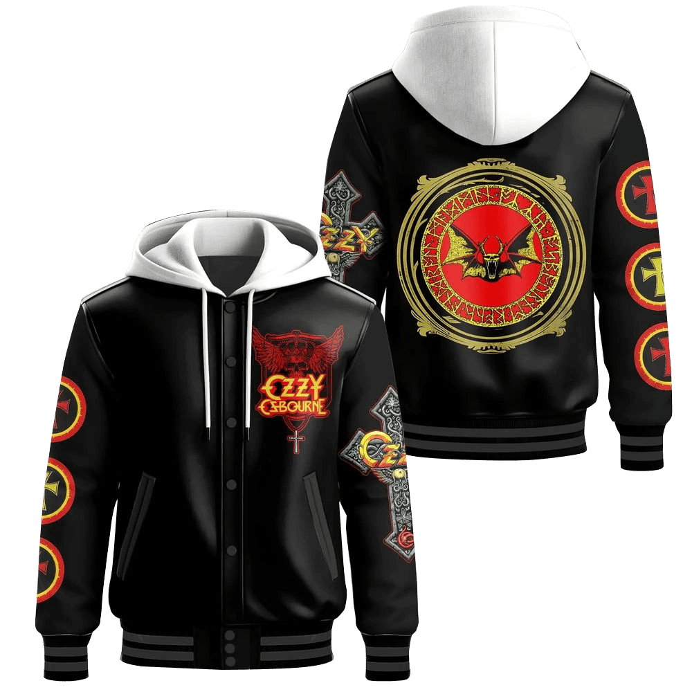 Ozzy Osbourne Gothic Rock Hooded Varsity Jacket Ozzy Osbourne Merch Perfect Father's Day Gifts Ozzy Osbourne Gothic Rock Hooded Varsity Jacket Ozzy Osbourne Merch Perfect Father's Day Gifts