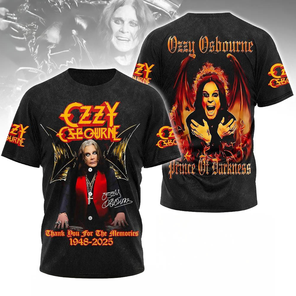 Ozzy Osbourne Prince Of Darkness 1948 2025 T Shirt Thank You For The Memories Best Gift For Music Fans