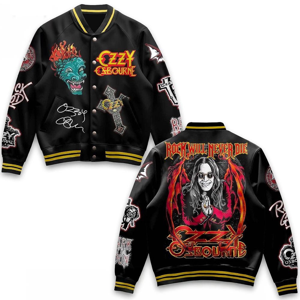 Ozzy Osbourne Rock Will Never Die Baseball Jacket Best Gift For Music Fans