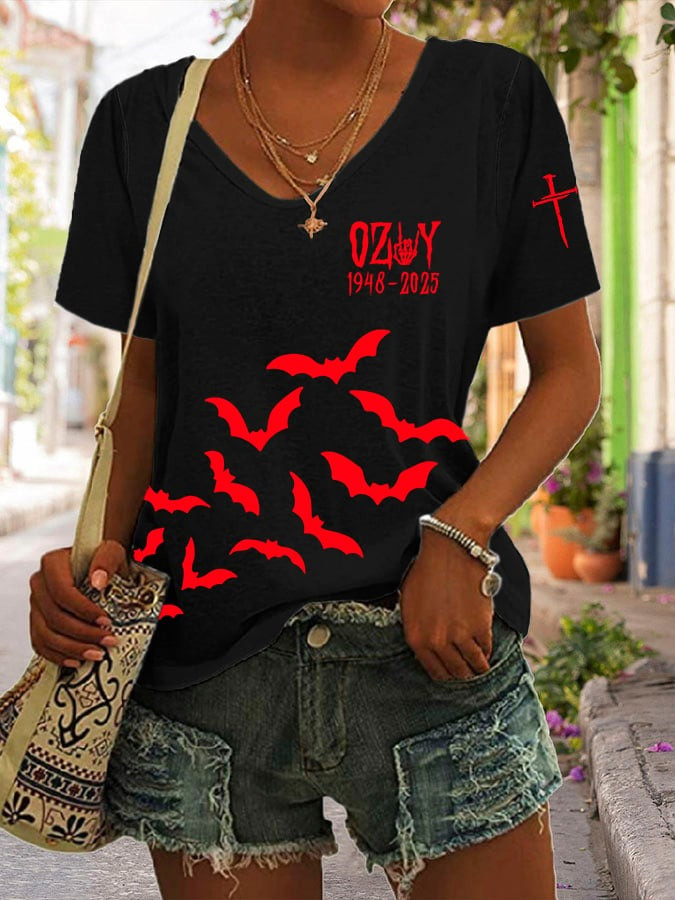 Ozzy Rock Legend Memorial Women's V-neck T-Shirt Gift Ideas For Fans