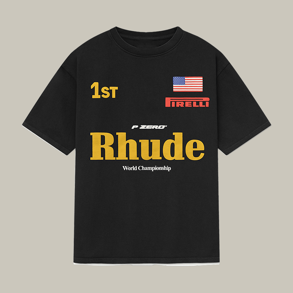 P Zero Rhude World Champions T-Shirt American Flag Logo Shirt Rhude Fashion Present