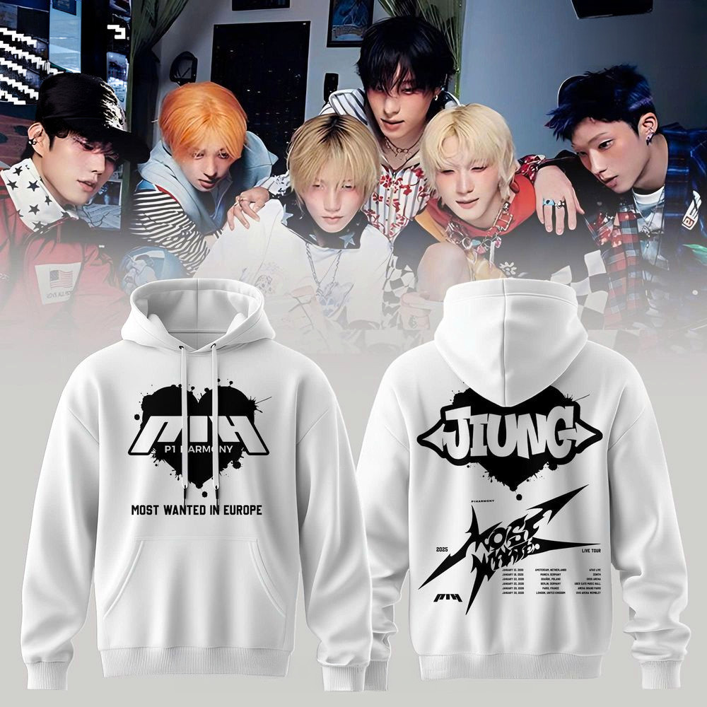 P1Harmony Most Wanted In Europe Hoodie Jiung P1Harmony Merch Great Gifts For Boy Band Fans